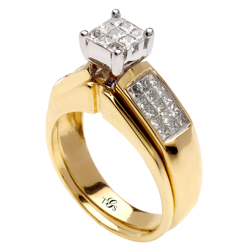 14K Yellow Gold Diamond Wedding Band Set | The Gold Store