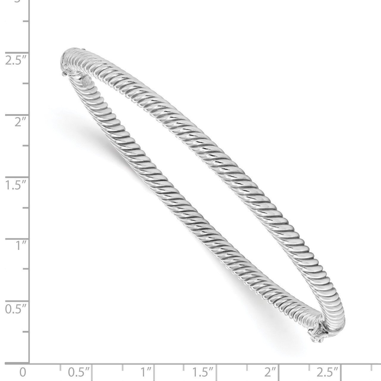 Leslie's 14K White Gold Polished and Textured Fancy Hinged Bangle-1