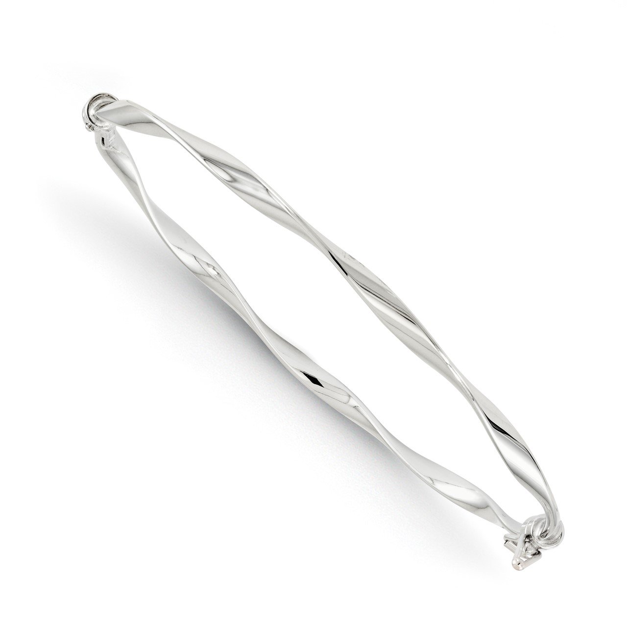 Leslie's 14K White Gold Polished Twisted Hinged Bangle