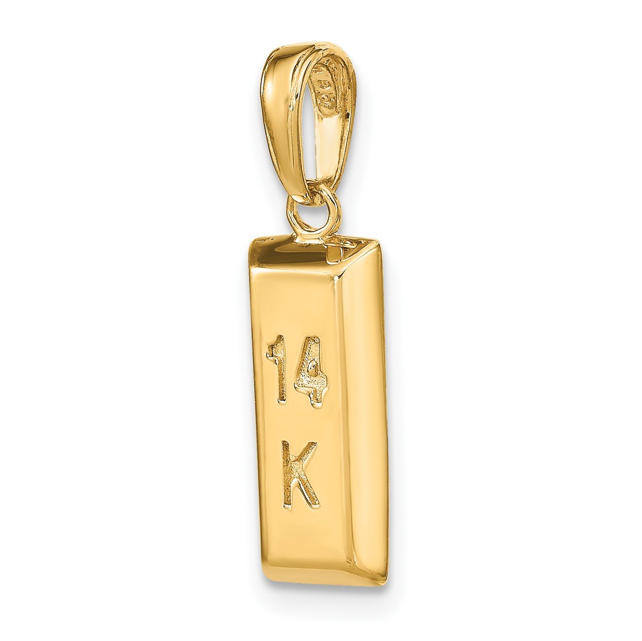 14k 3-D, 14k Gold Bar Pendant-4