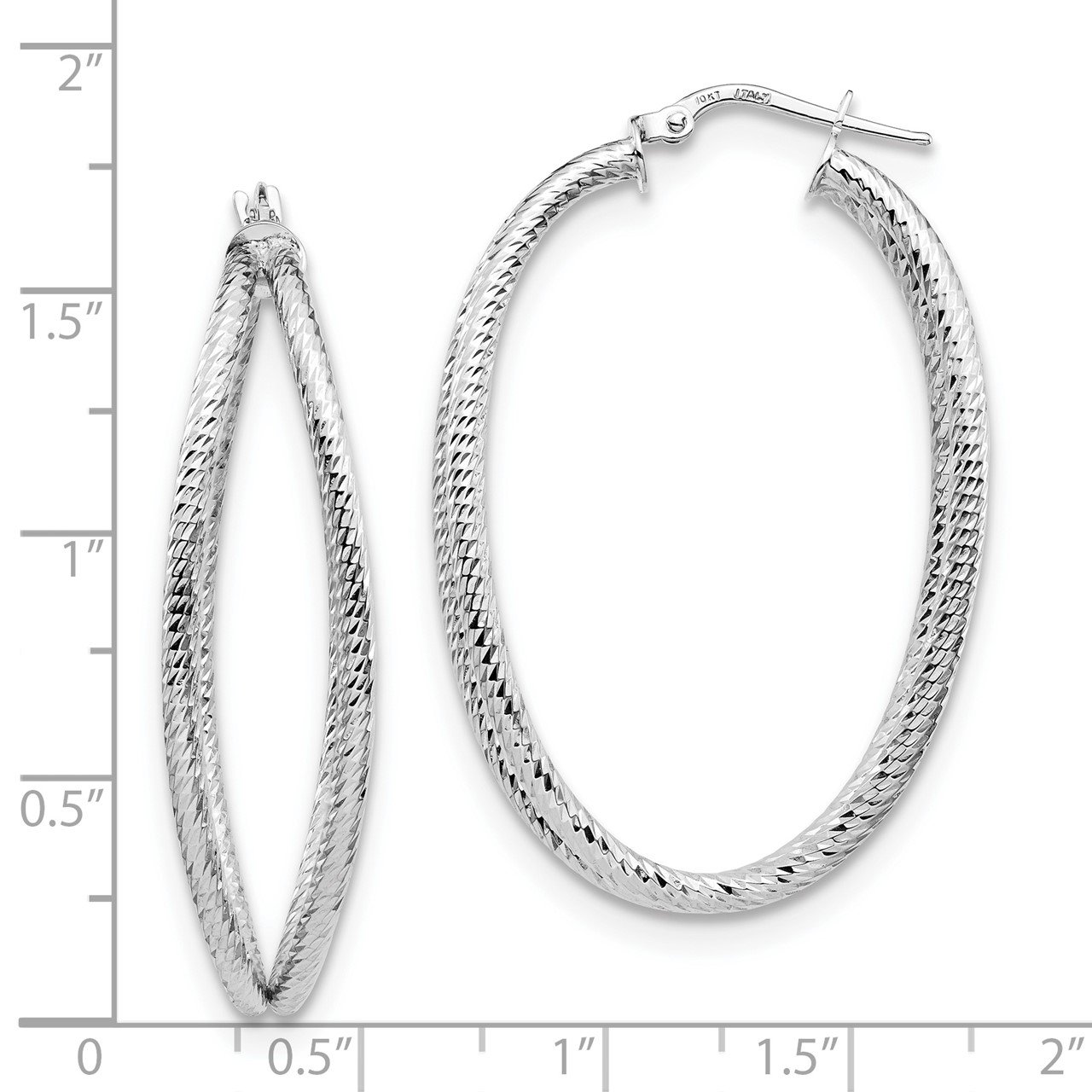 Leslie's 14K White D/C Hoop Earrings-2