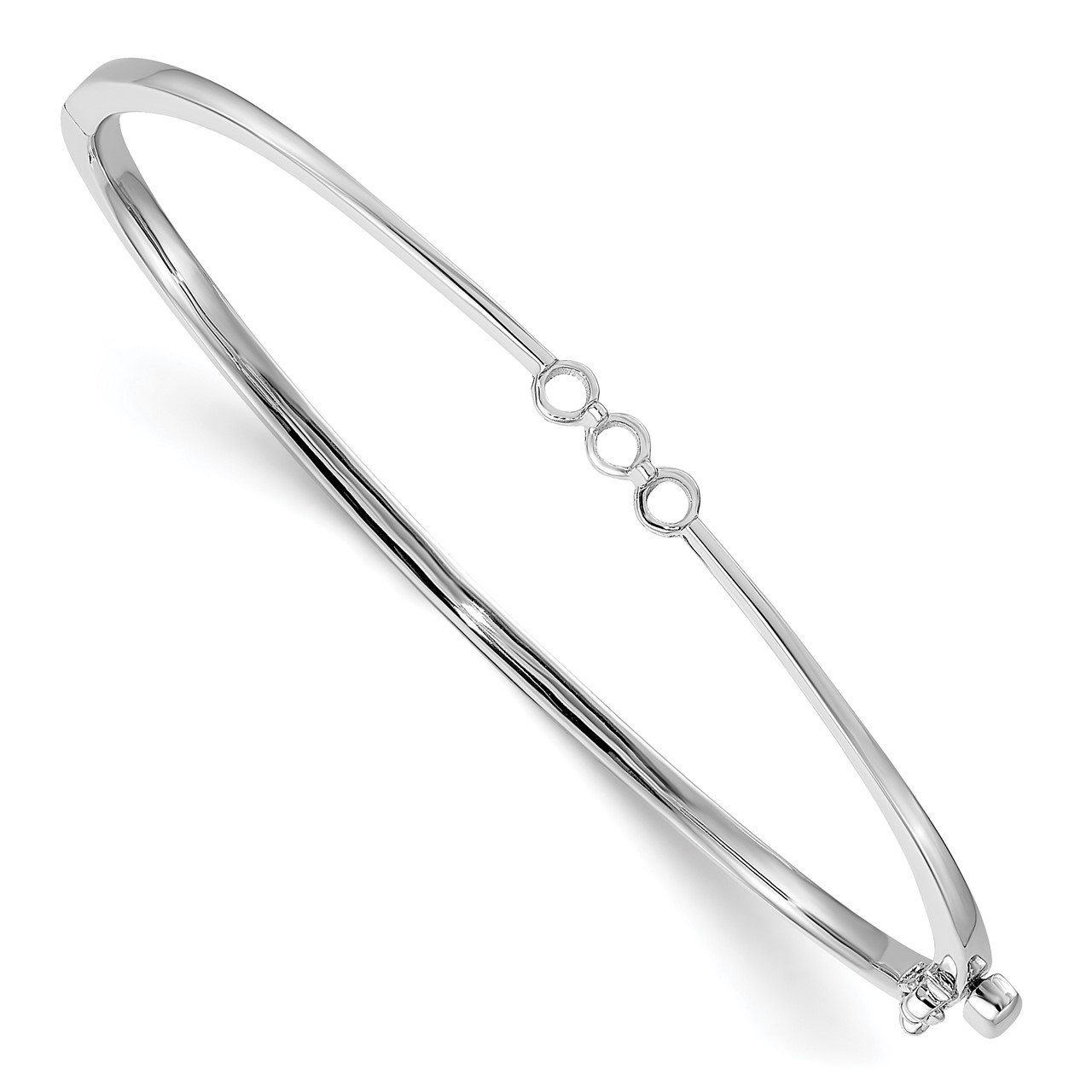 14k White Gold Hinged Bangle Bracelet Mounting