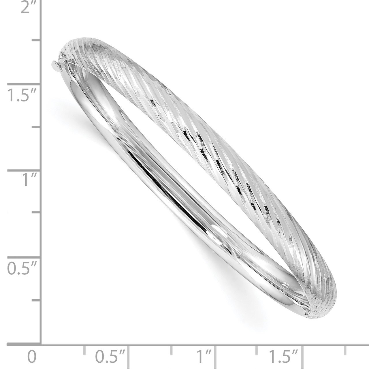 14k White Gold 3/16 Textured Children's Hinged Bangle-2