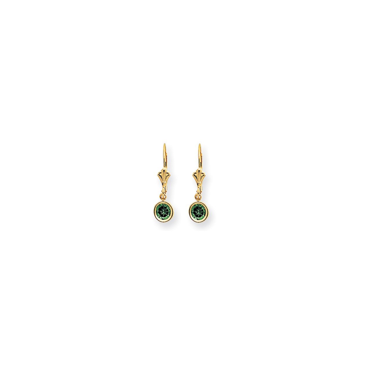 14k 5mm Emerald leverback earring