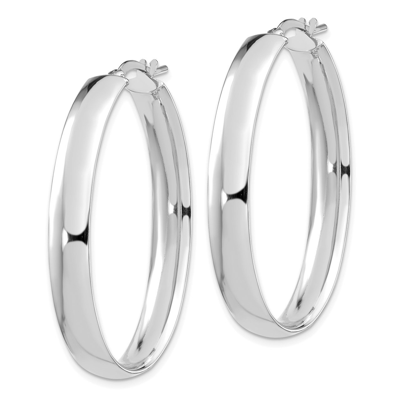 Leslie's 14K White Gold 6mm High Polished Oval Hoop Earrings-1