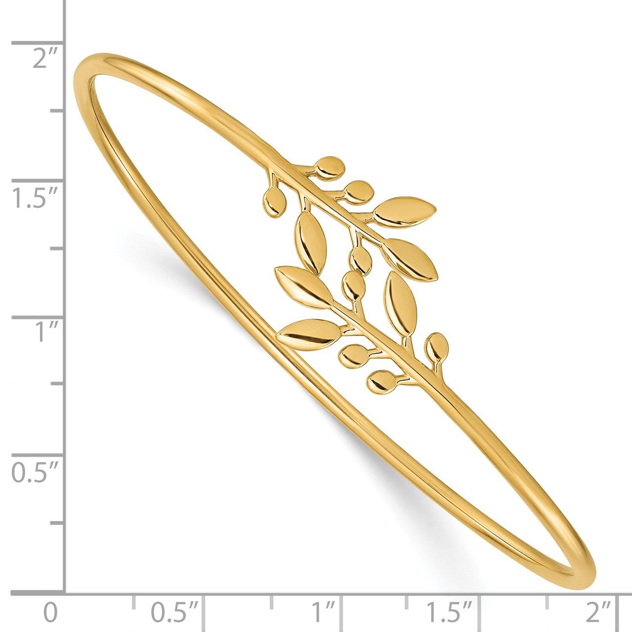 14K Polished Leaves Flexible Bangle-2