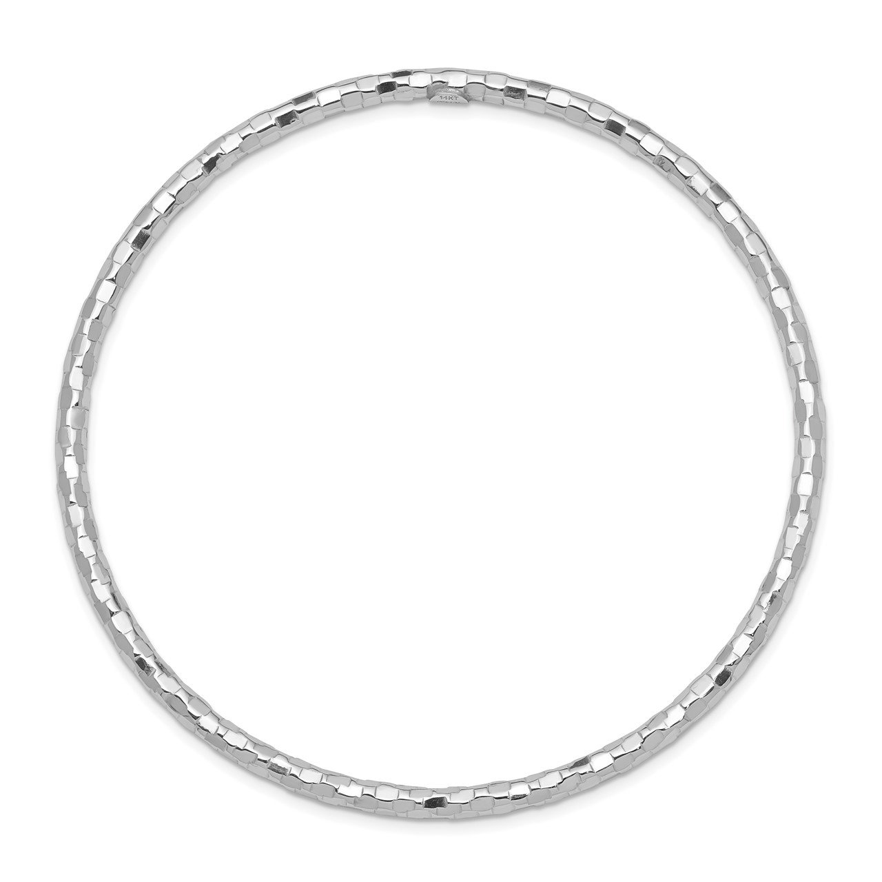 14k White Gold Textured Slip-on Bangle Bracelet-2