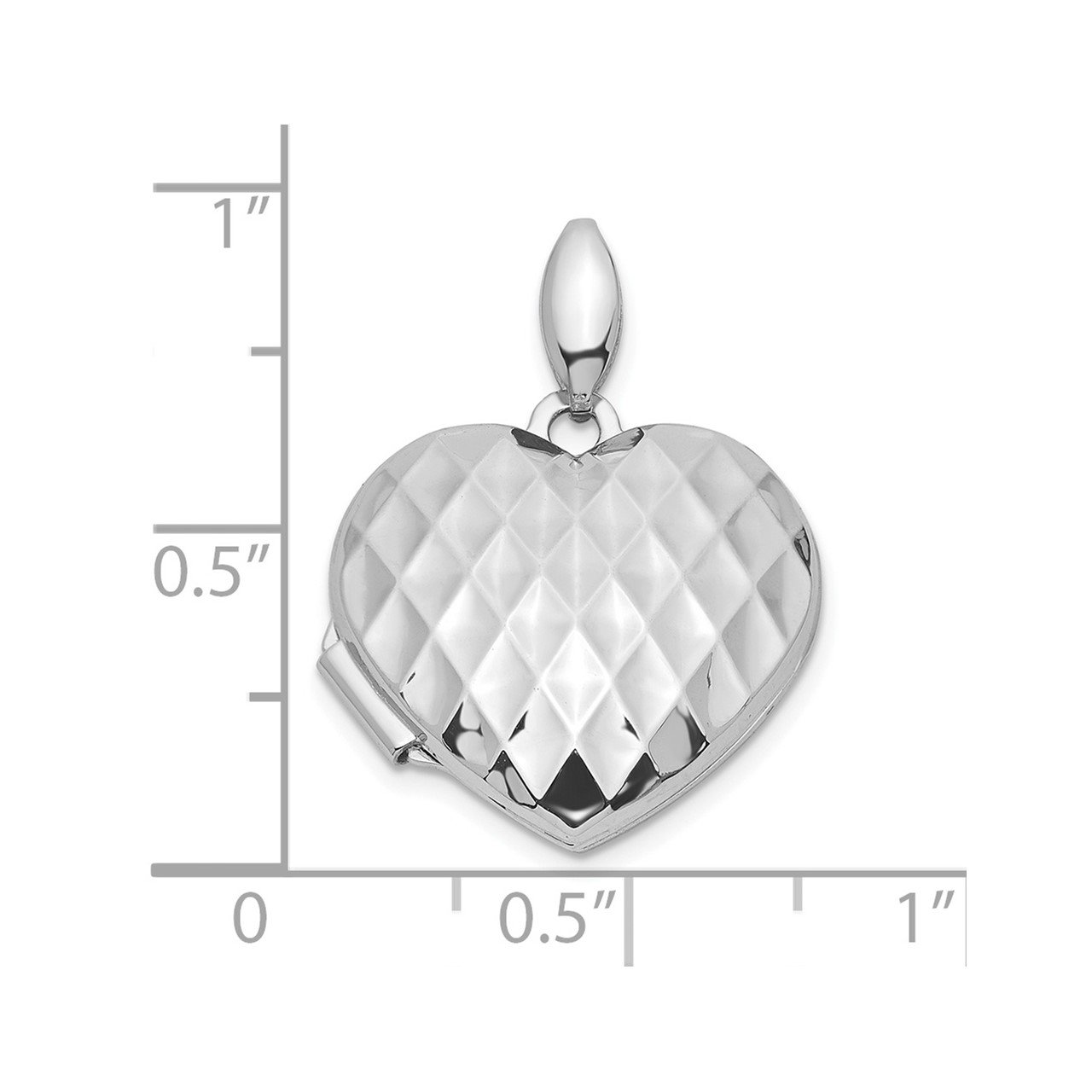 14k White Gold Quilted Texture 18mm Heart Locket-2