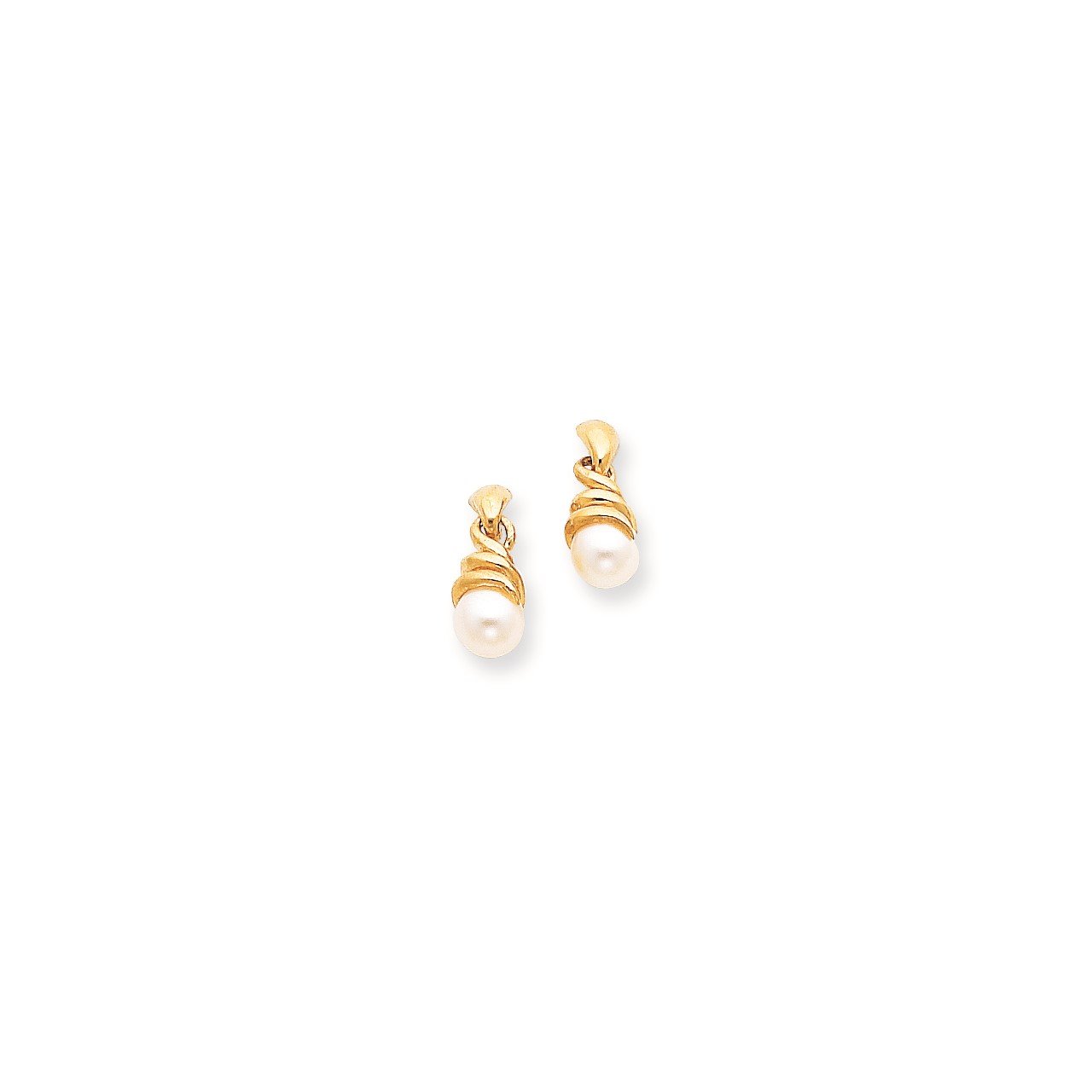 14k Swirl FW Cultured Pearl Earrings
