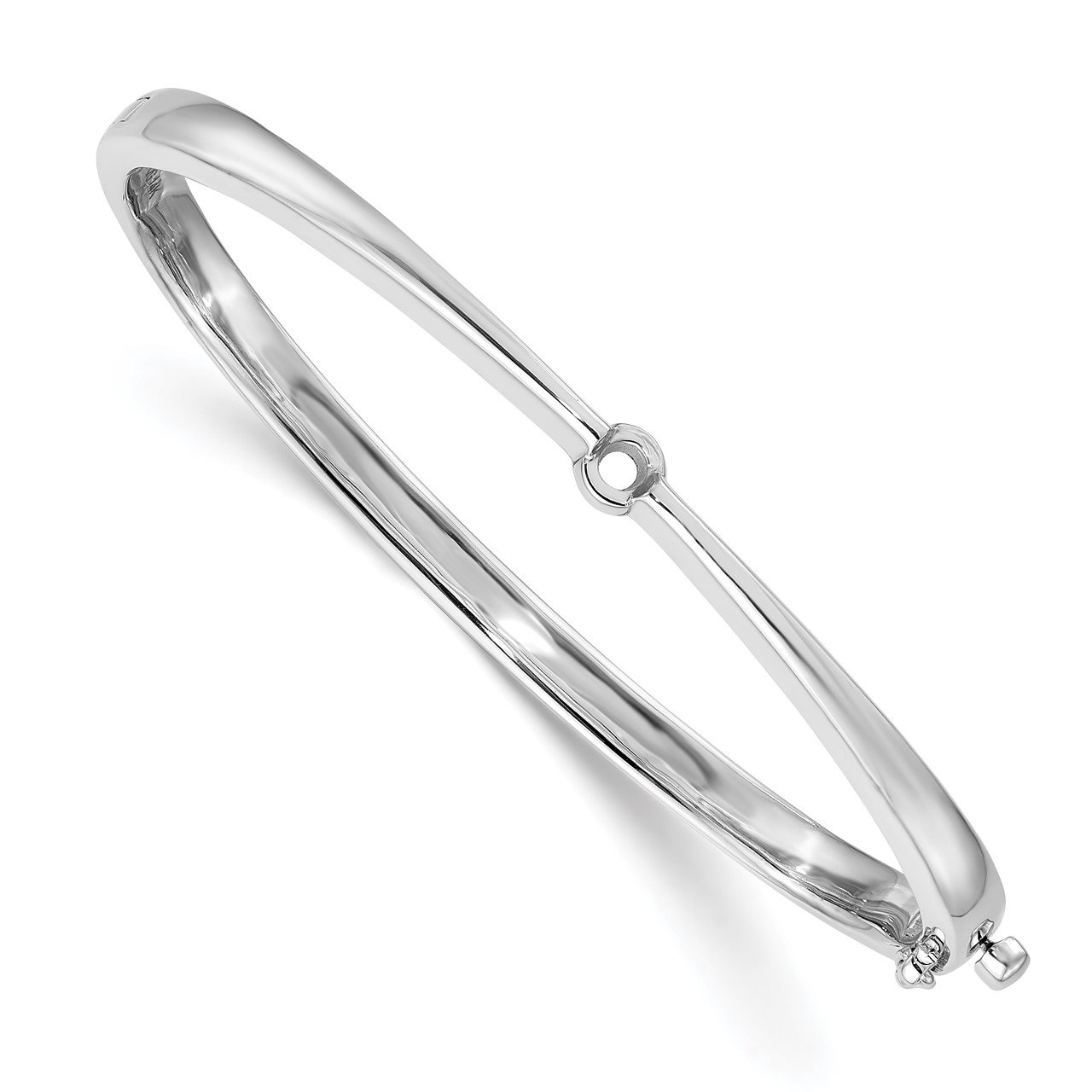 14k White Gold Hinged Bangle Bracelet Mounting