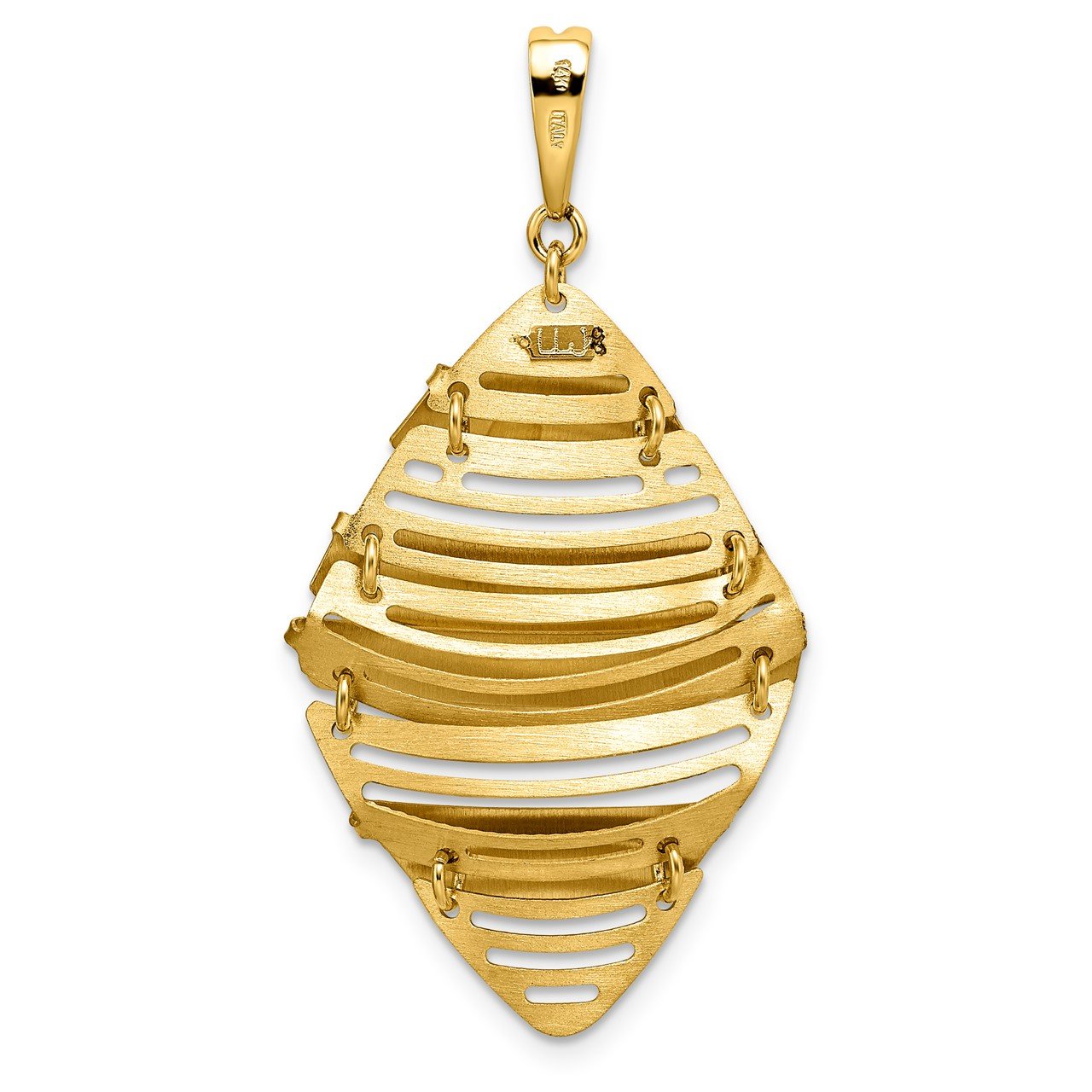 Leslie's 14K Polished Brushed Post Dangle Pendant-2