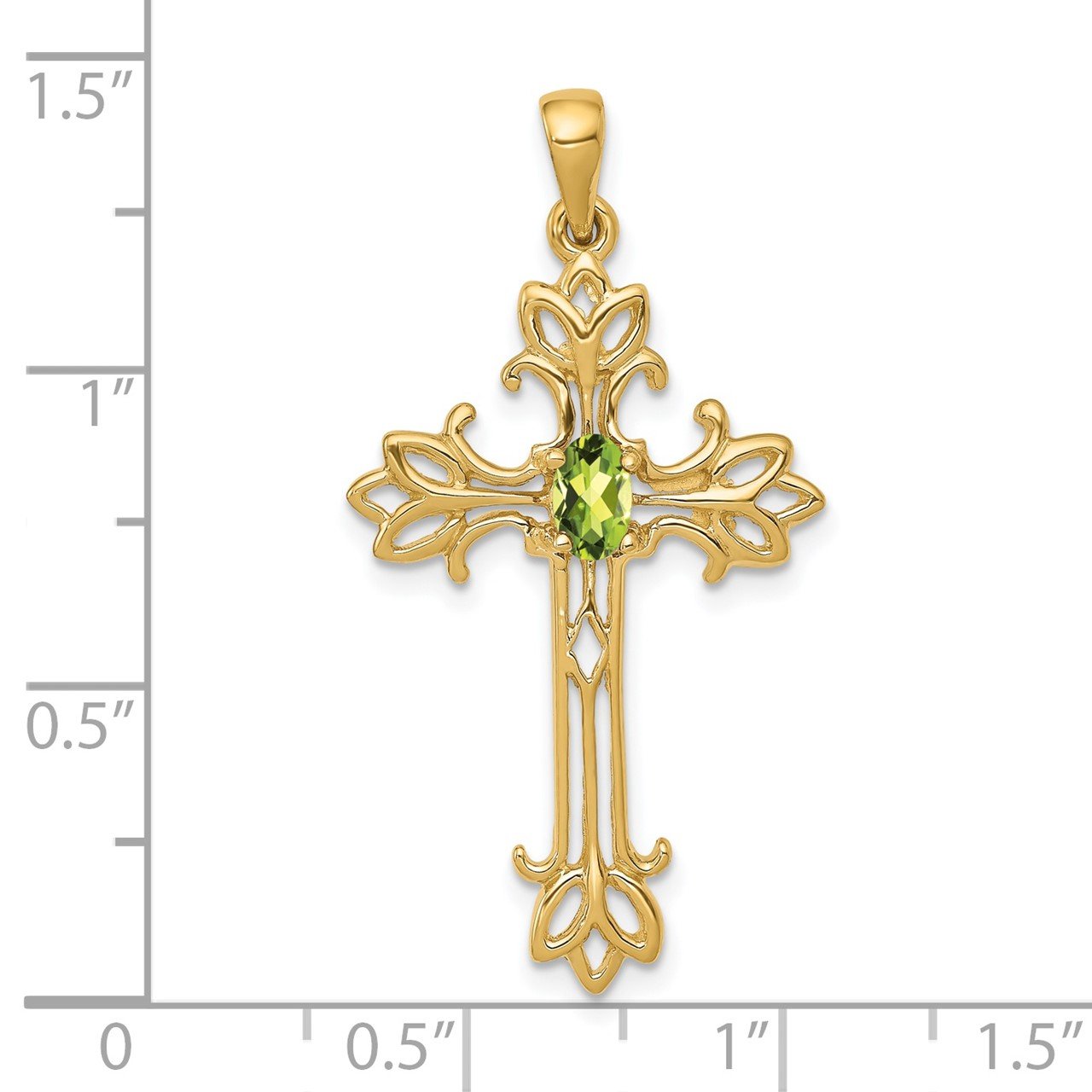 14k 5x3mm Oval Peridot cross pendant-1