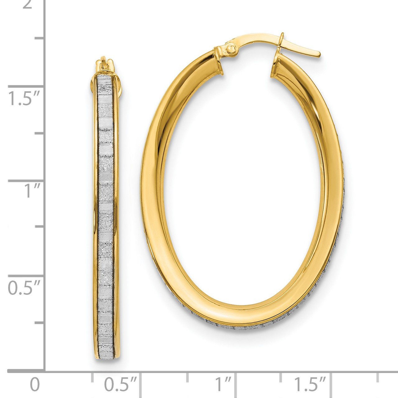 Leslie's 14K Polished Glimmer Infused Textured Hoop Earrings-4