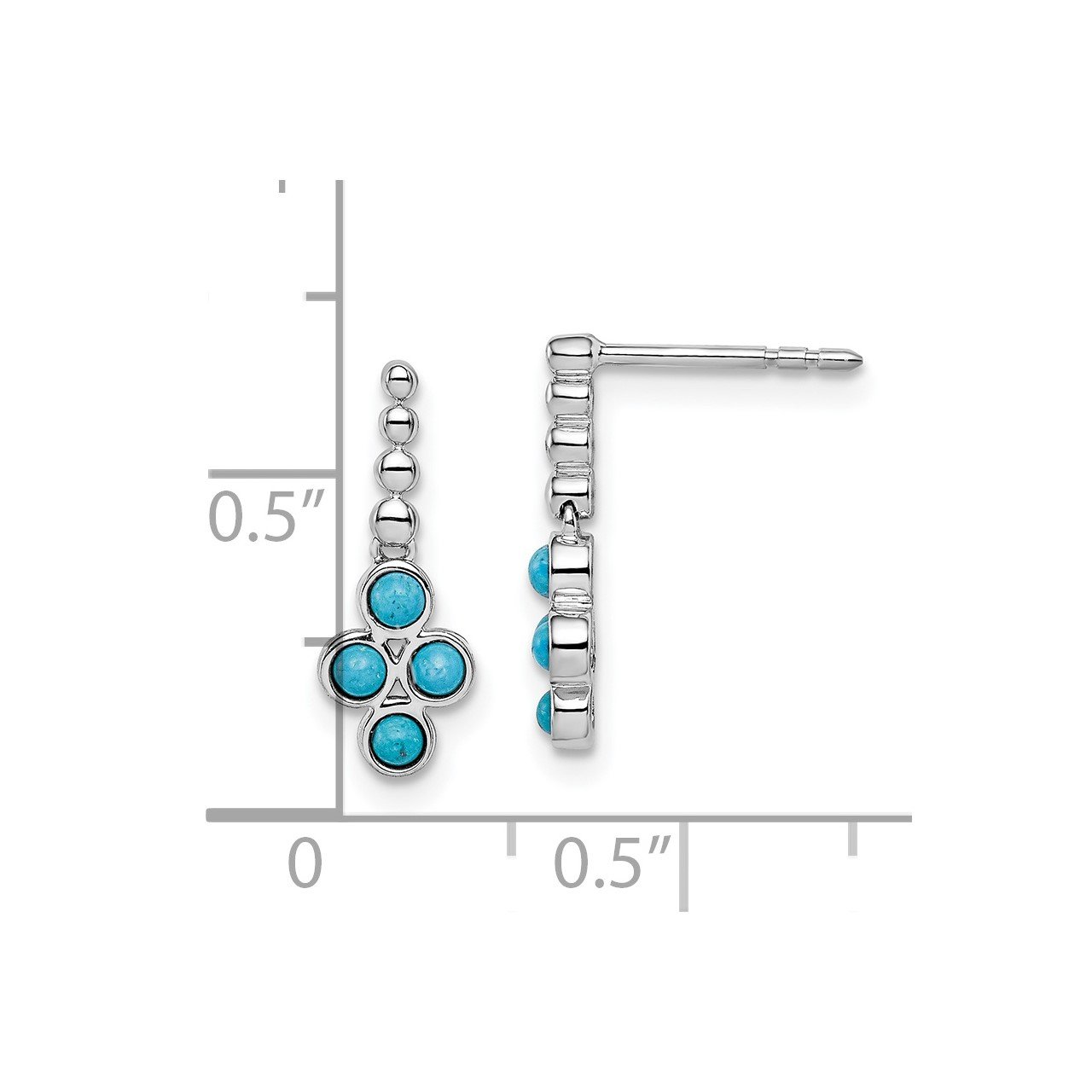 14k White Gold Turquoise Earrings-1