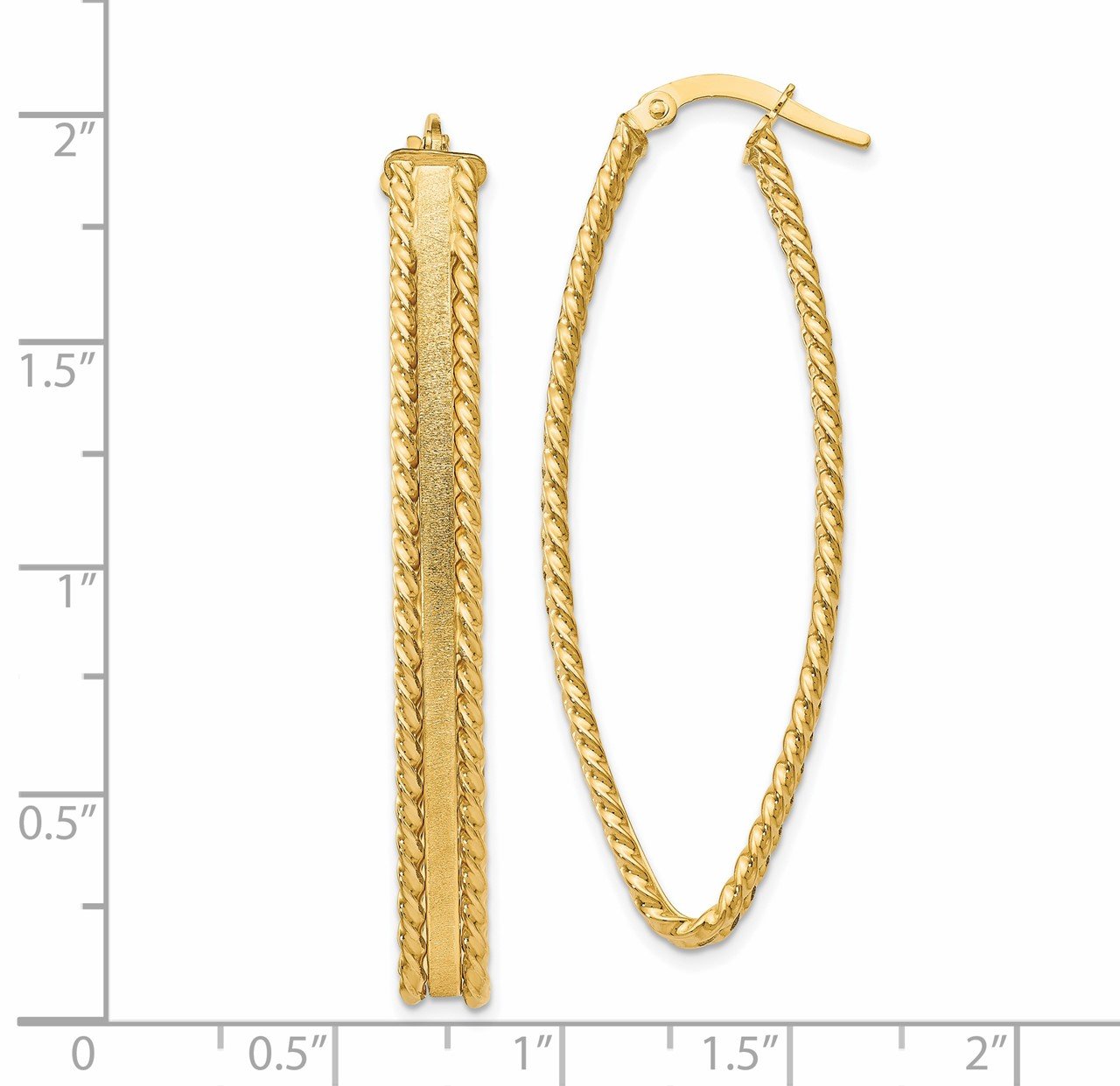 Leslie's 14K Polished Textured Hoop Earrings-2