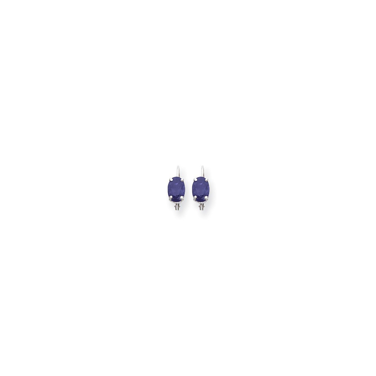 14k White Gold 7x5mm Oval Tanzanite leverback earring