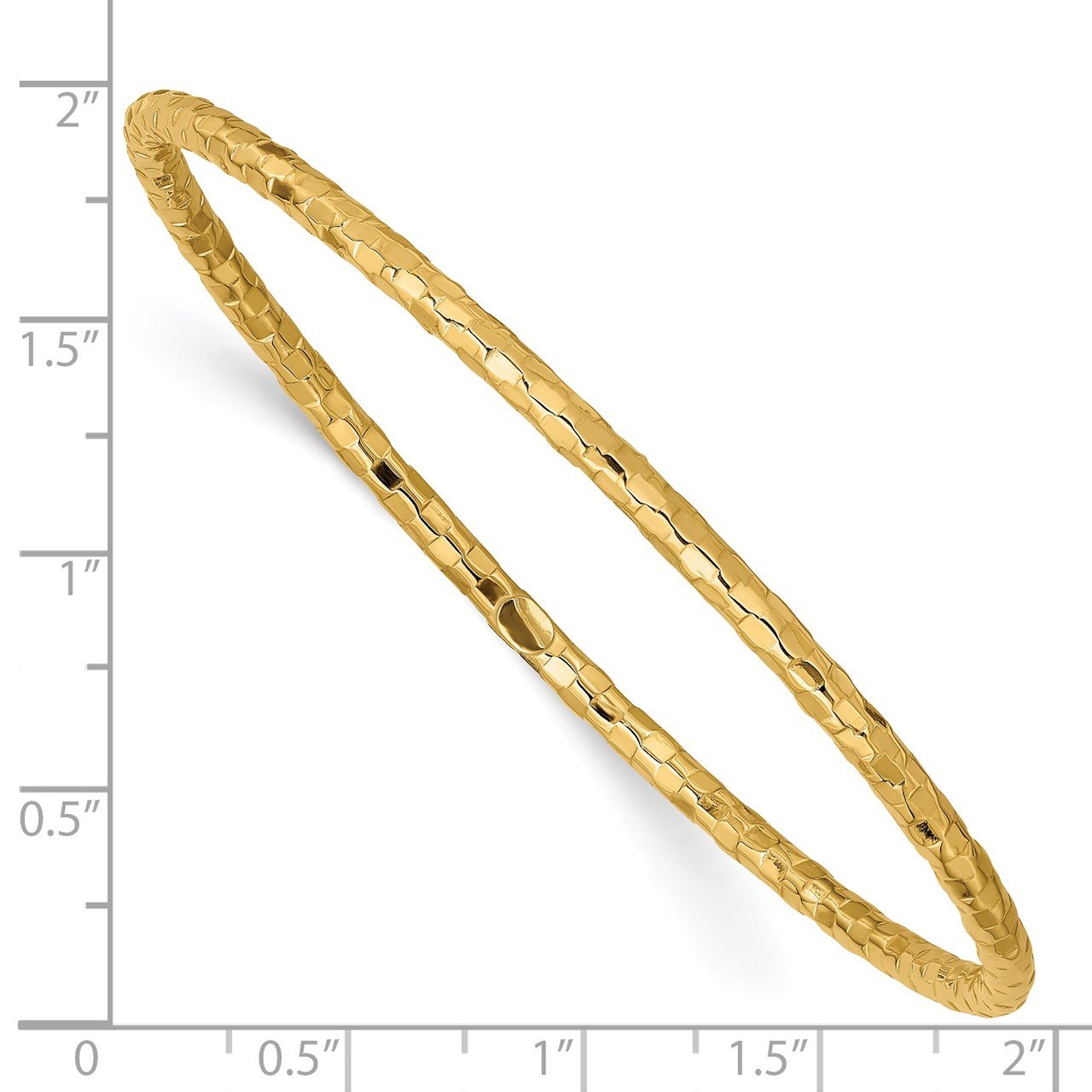 14k Polished Textured Slip-on Bangle Bracelet-3