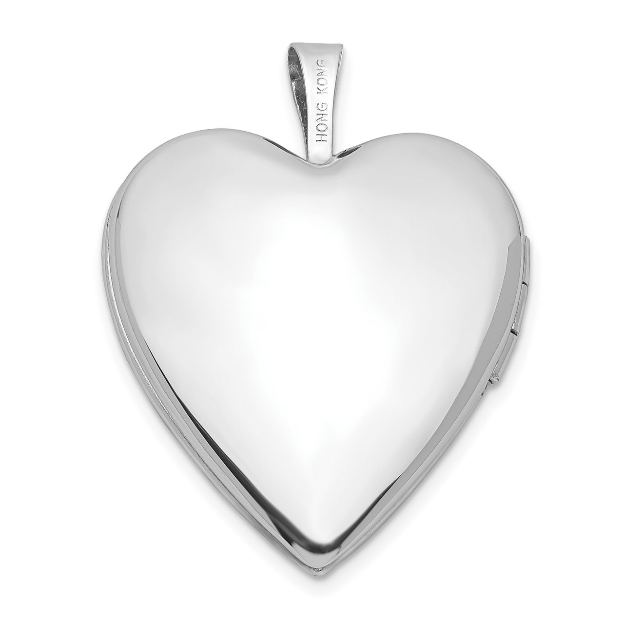 14K 20mm White Gold Plain Polished Heart Locket-2