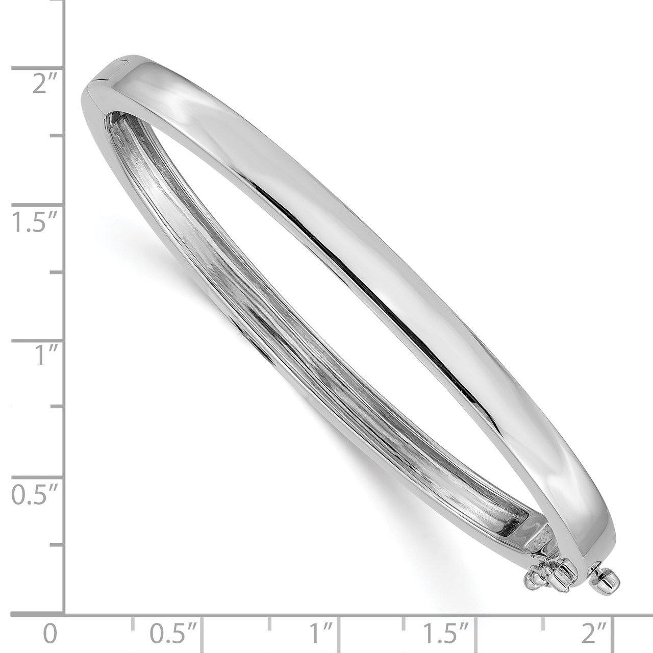 14k White Gold 5.3mm Polished Solid Hinged Bangle Bracelet-2