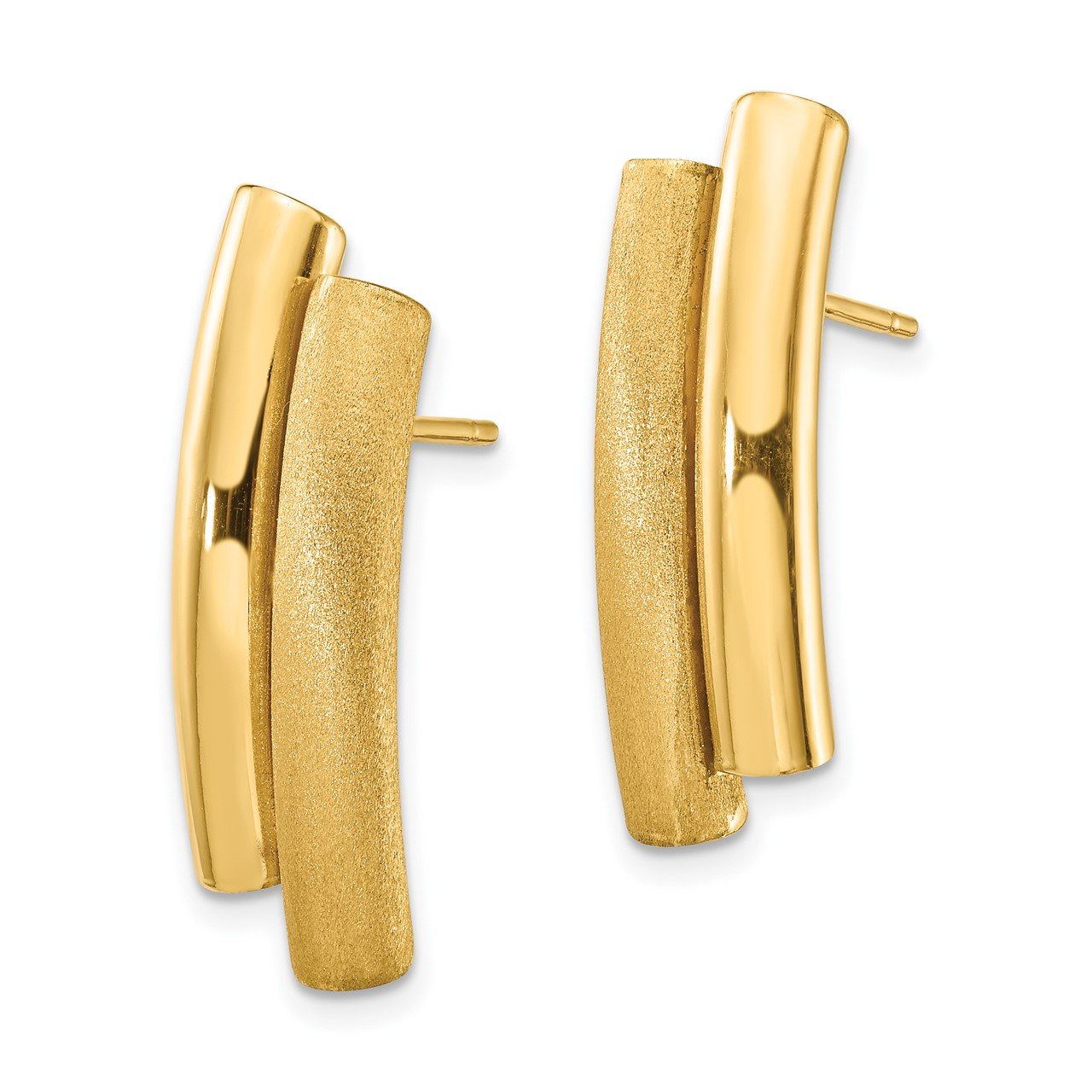 Leslie's 14K Brushed and Polished Fancy Post Earrings-1