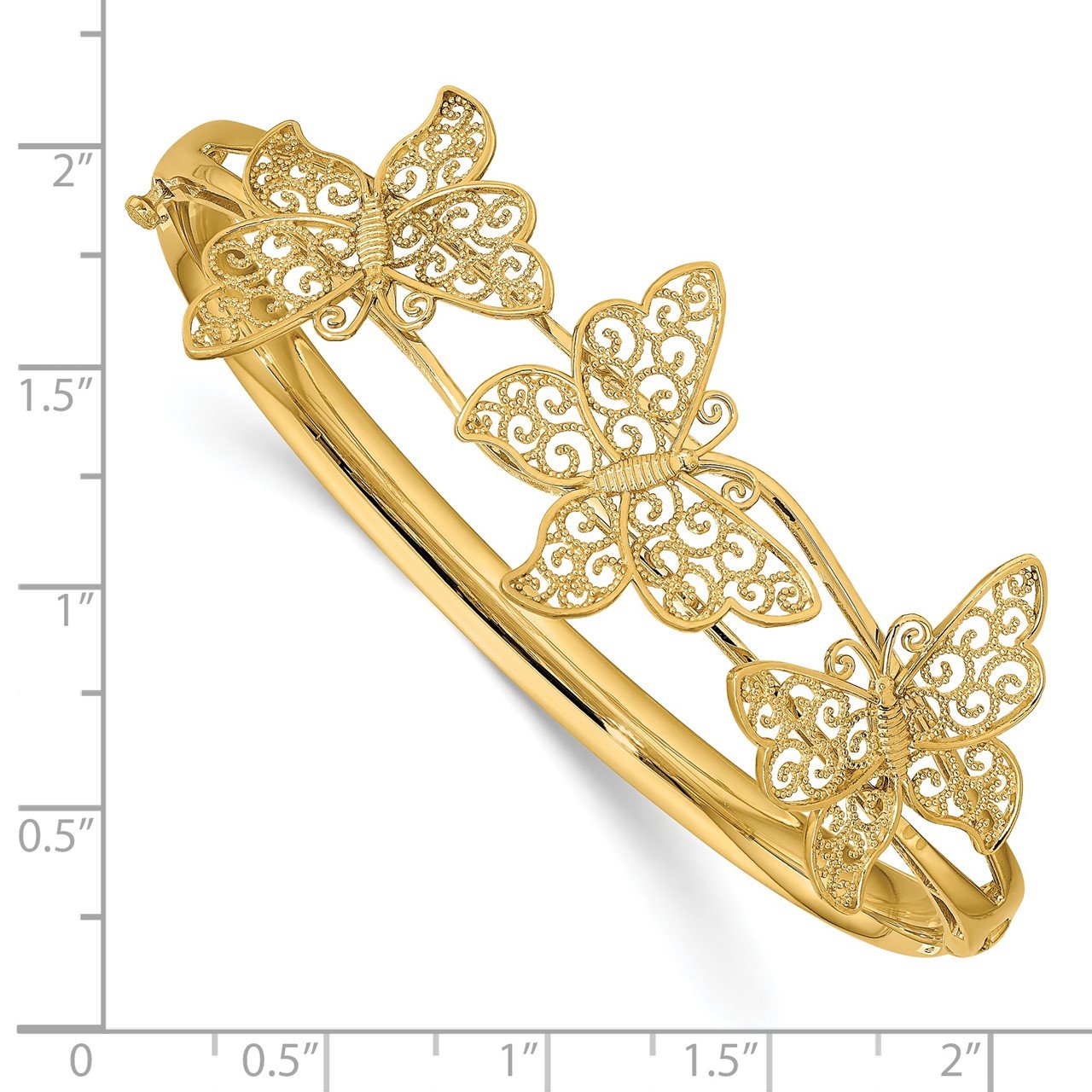 14K Filgree Butterfly Hinged Bangle Bracelet-2