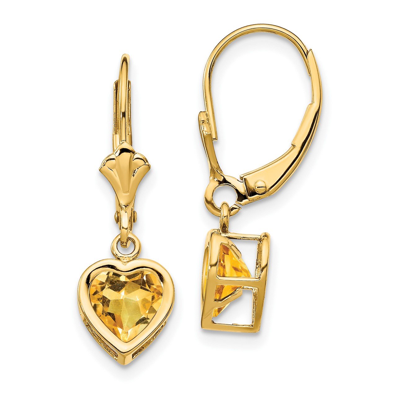 14k 6mm Heart Citrine Earrings