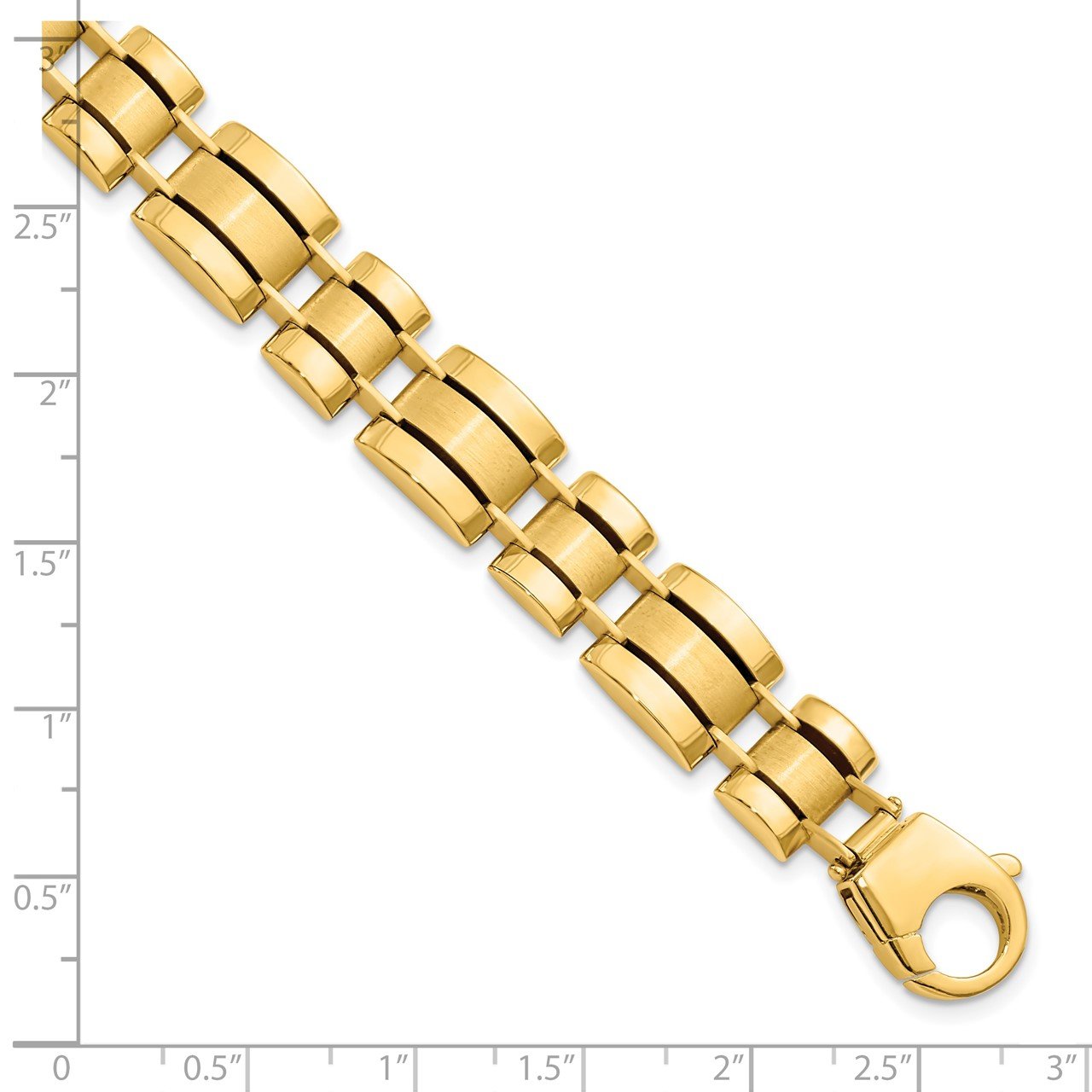 Leslie's 14K Polished and Center Satin Fancy Link Men's Bracelet-3