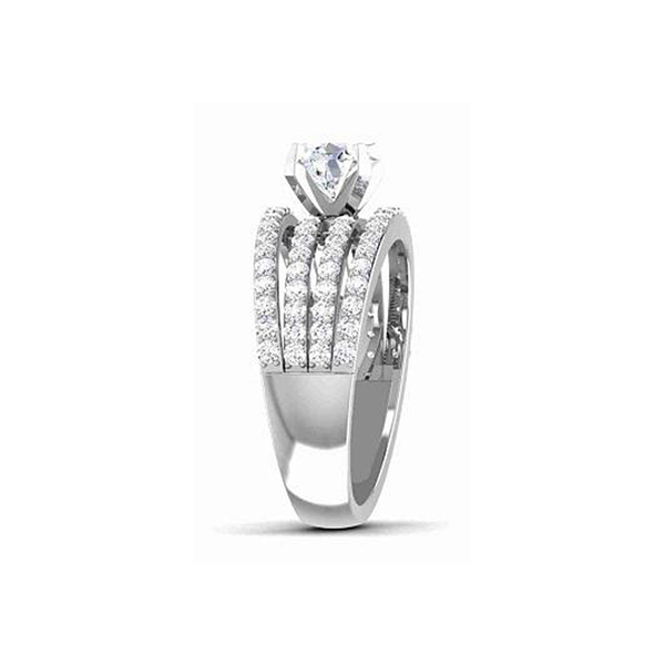 14K White Gold Natural Diamond Engagement Ring (Center Stone Not Included)-3