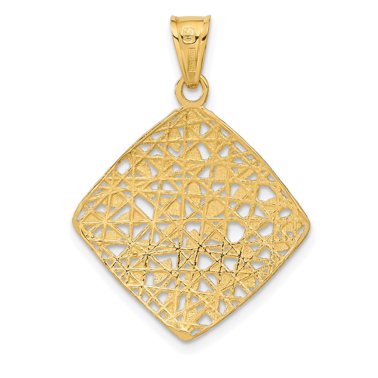 14k Polished and D/C Square Pendant-2