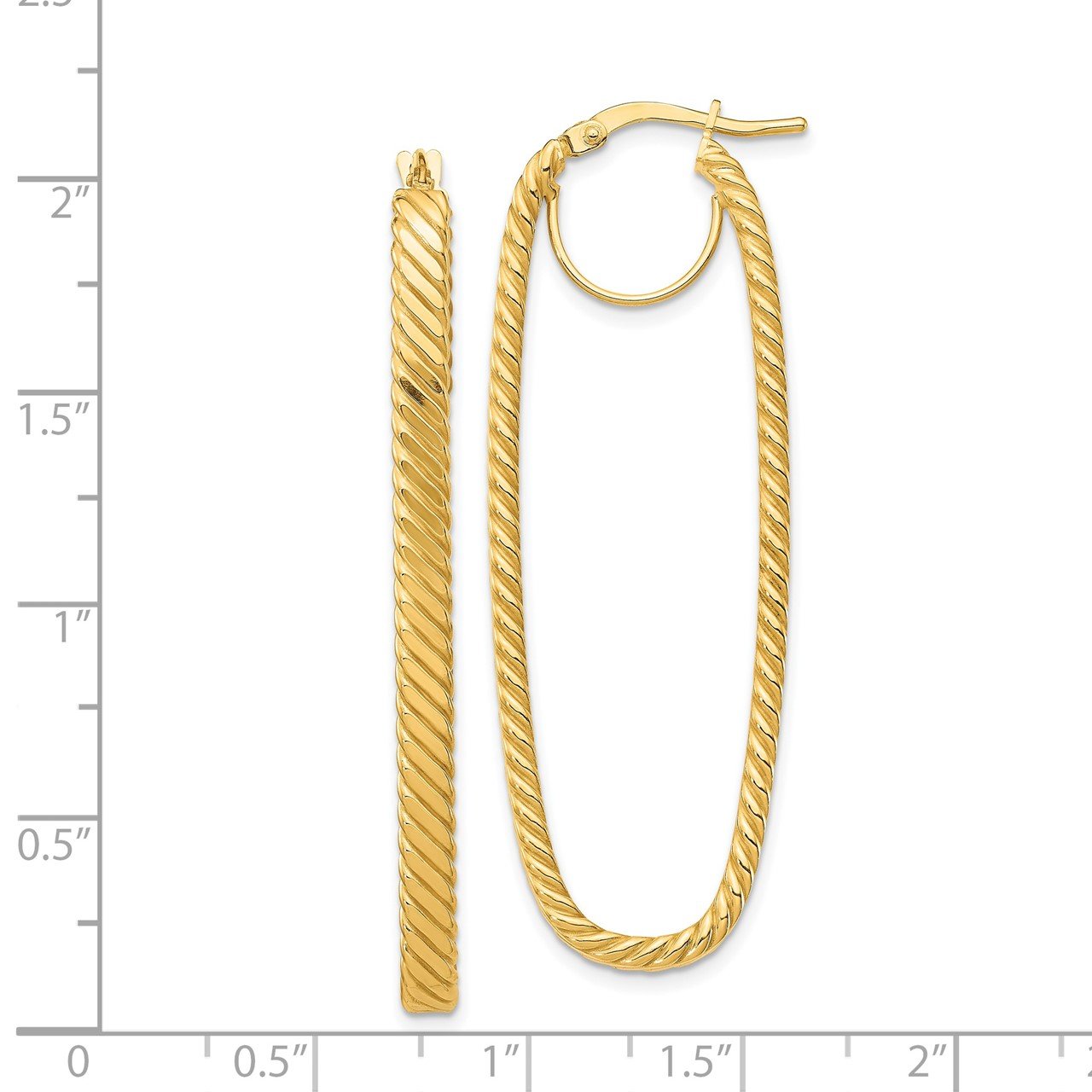 14K 4x17mm Cascade Polished OvalHoop Earrings-2