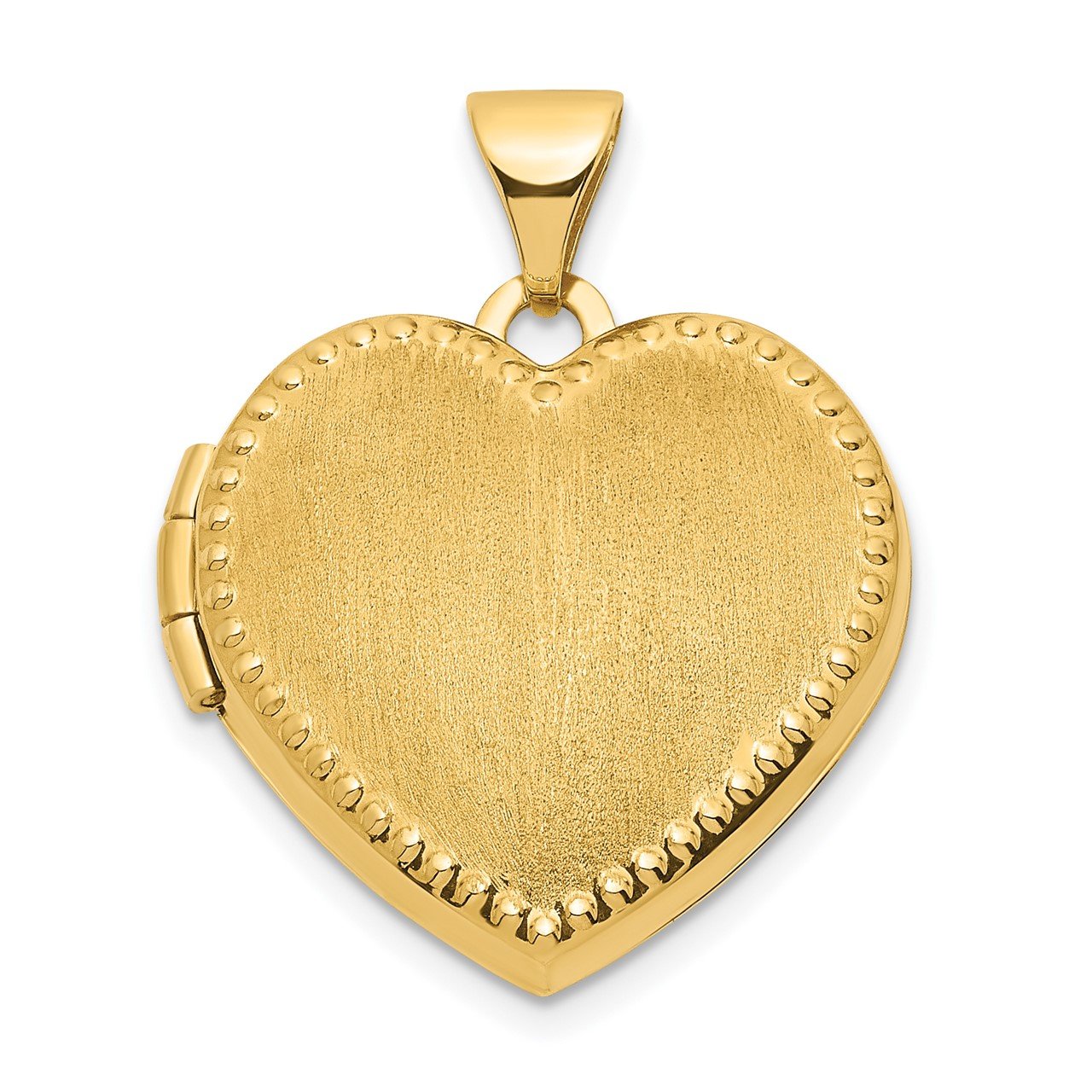 14k Brushed with Beaded Edge 18mm Heart Locket