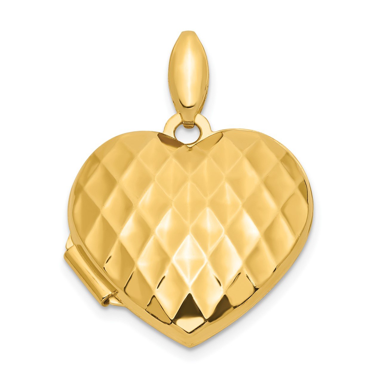 14k Quilted Texture 18mm Heart Locket