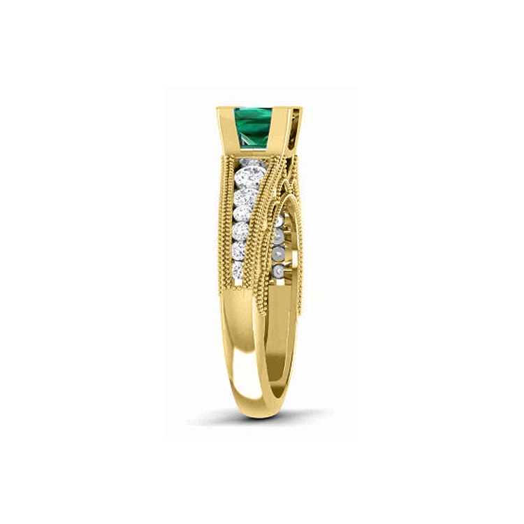 14K White Gold Green Stone/ Natural Diamonds Ring-9
