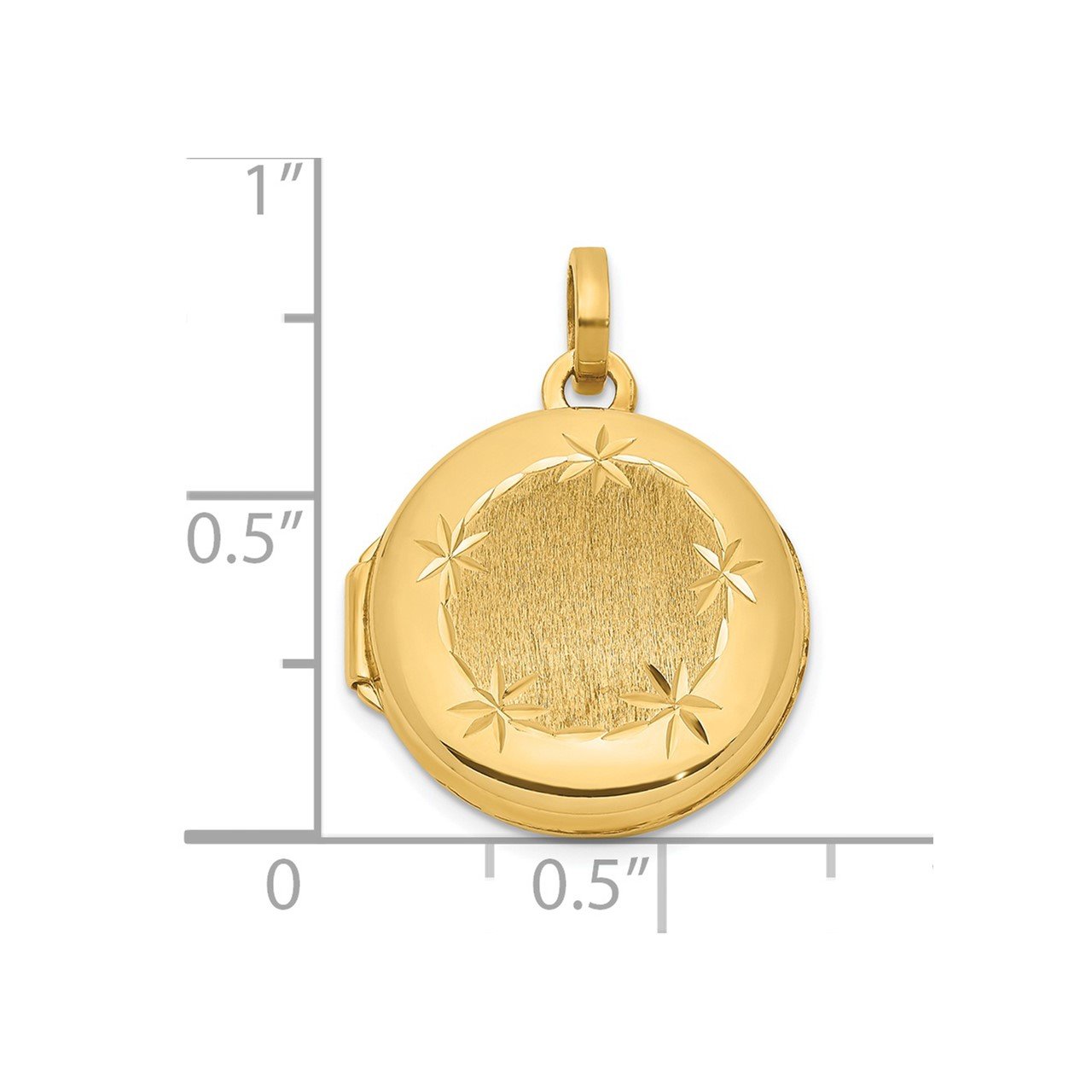 14K Polished and Satin 16mm D/C Round Locket-2