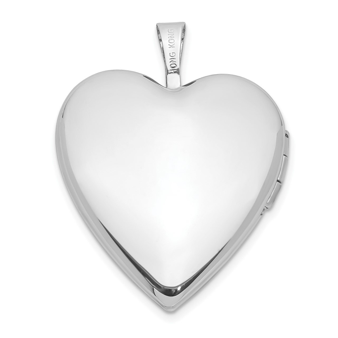14K 20mm White Gold Enamel Breast Cancer with Hearts Heart Locket-2