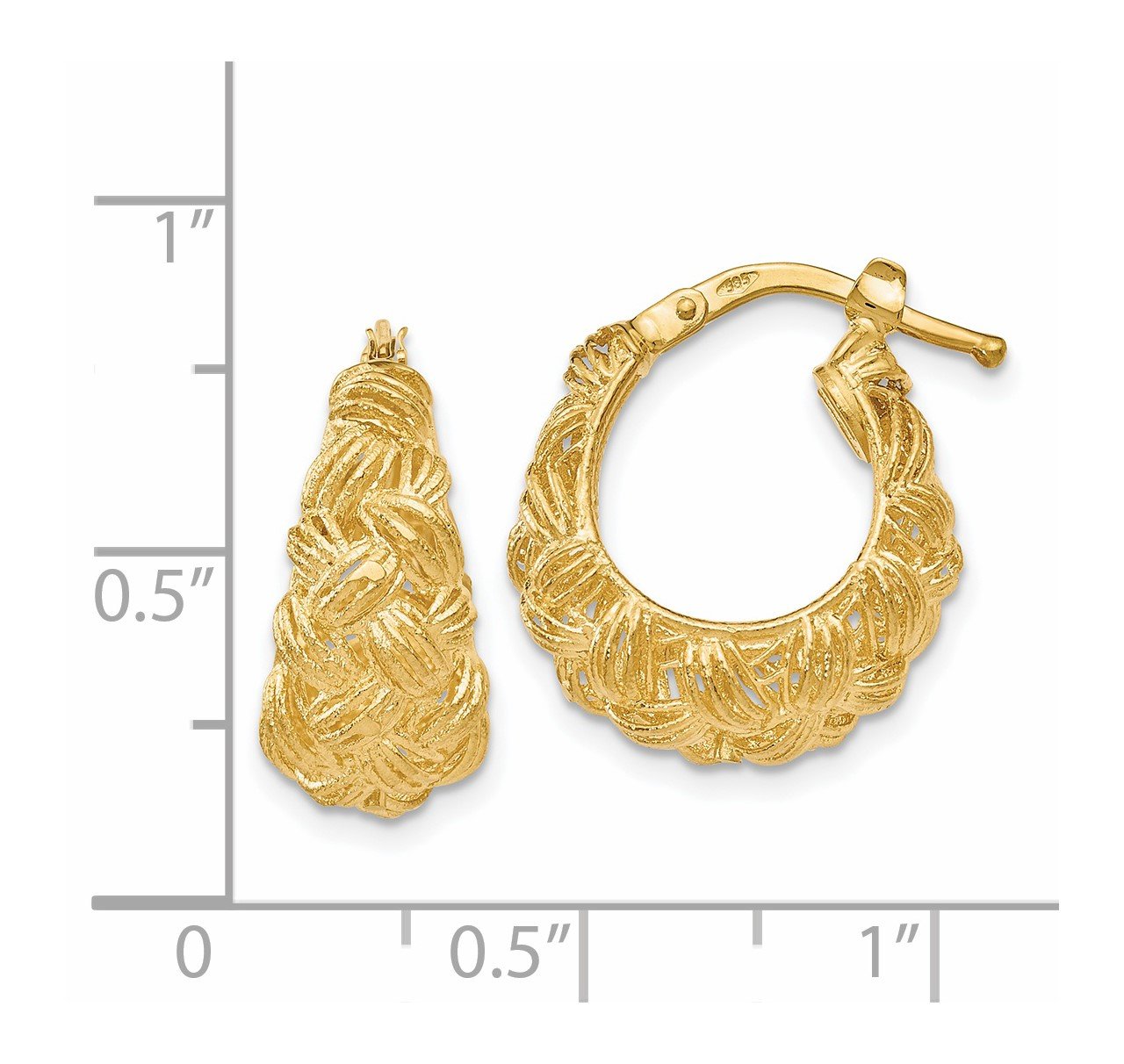 Leslie's 14K Polished Textured Hoop Earrings-2
