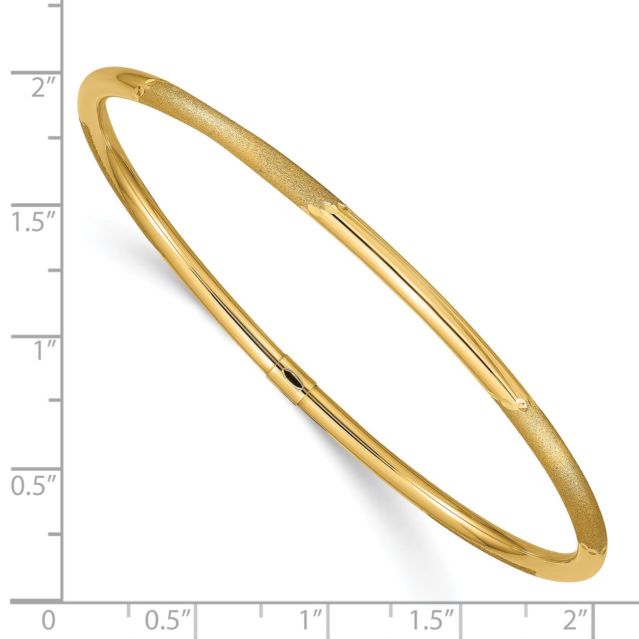 14k 3mm Polished and Satin Finish Slip-on Bangle-2