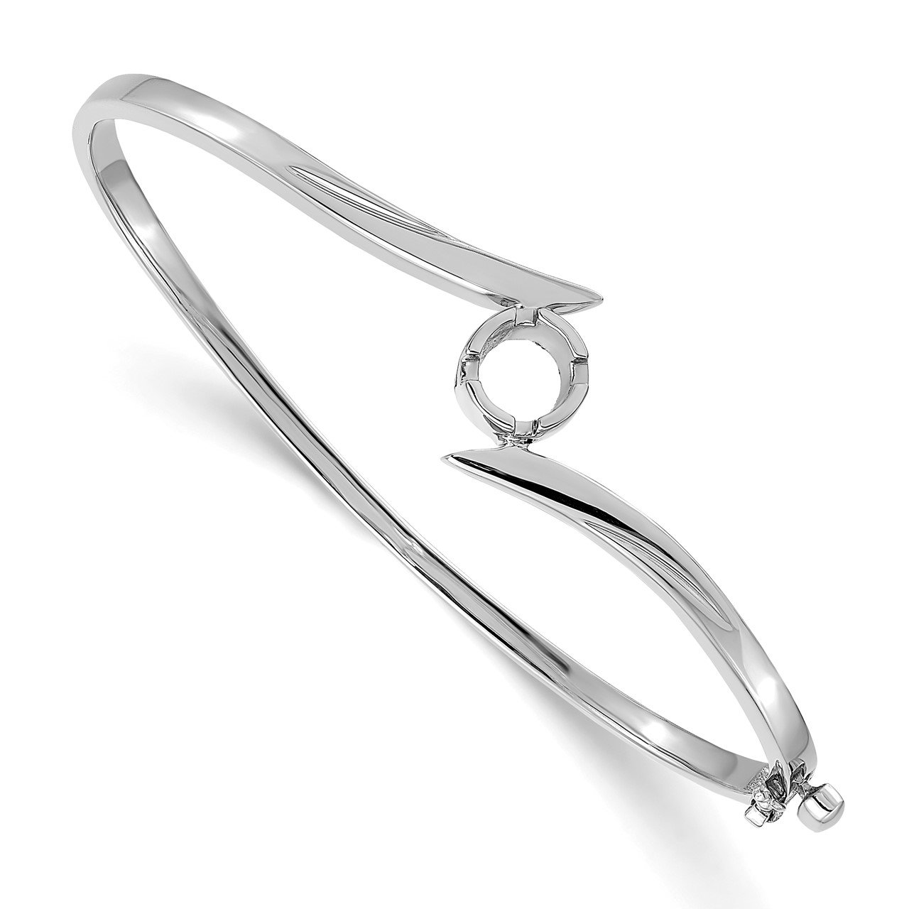 14k White Gold Hinged Bangle Bracelet Mounting-2