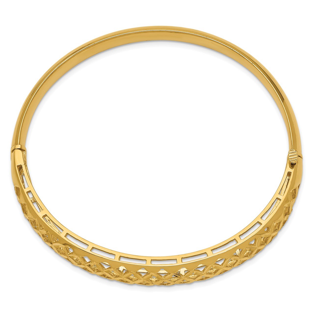 14k 6.25-12.5mm Graduated Fancy Weave Hinged Bangle Bracelet-1