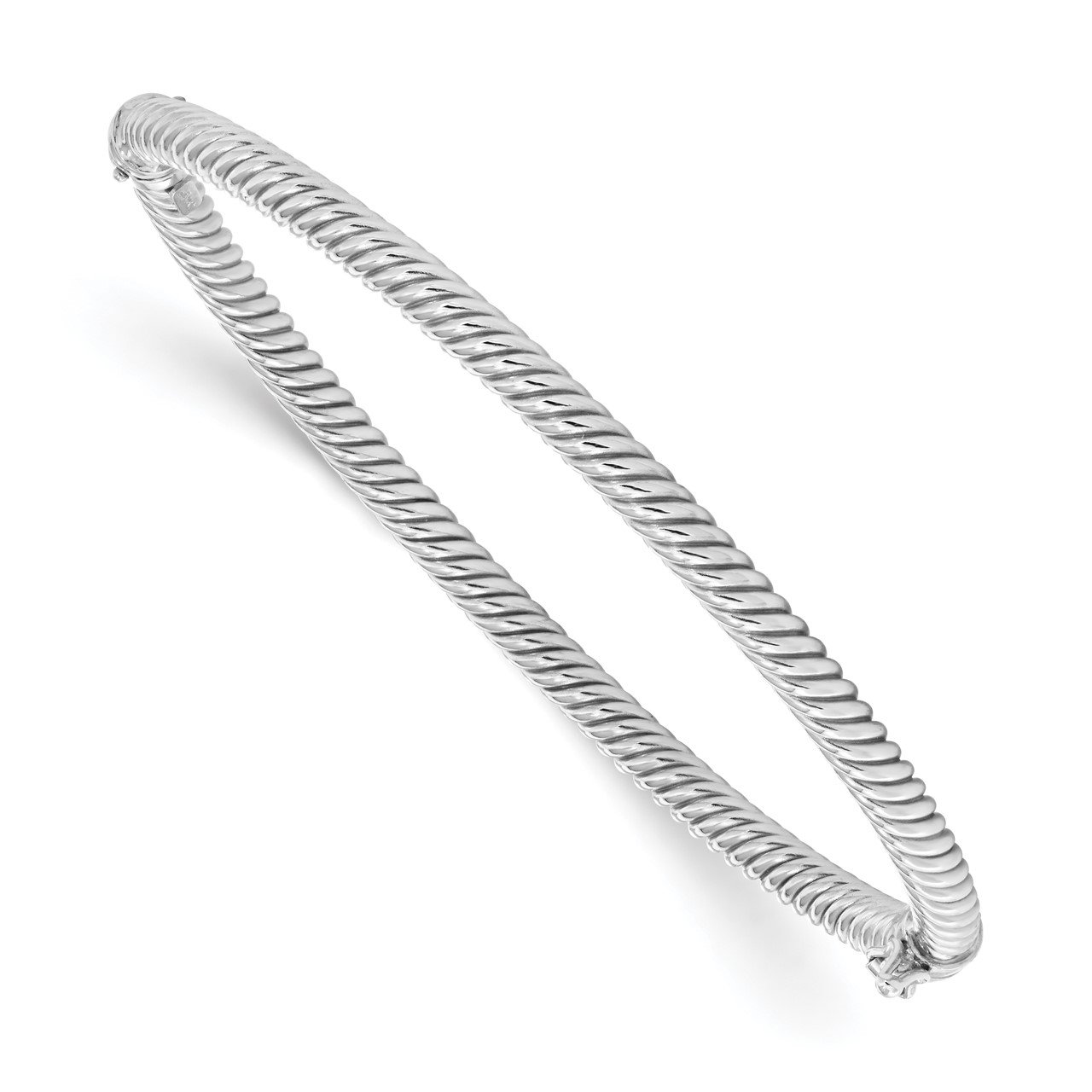 Leslie's 14K White Gold Polished and Textured Fancy Hinged Bangle