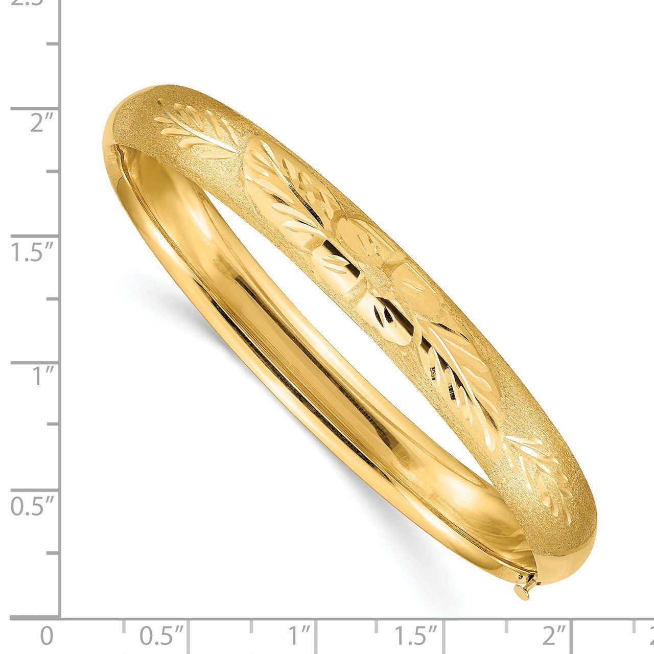 14k 5/16 Oversize Florentine Engraved Hinged Bangle Bracelet-2