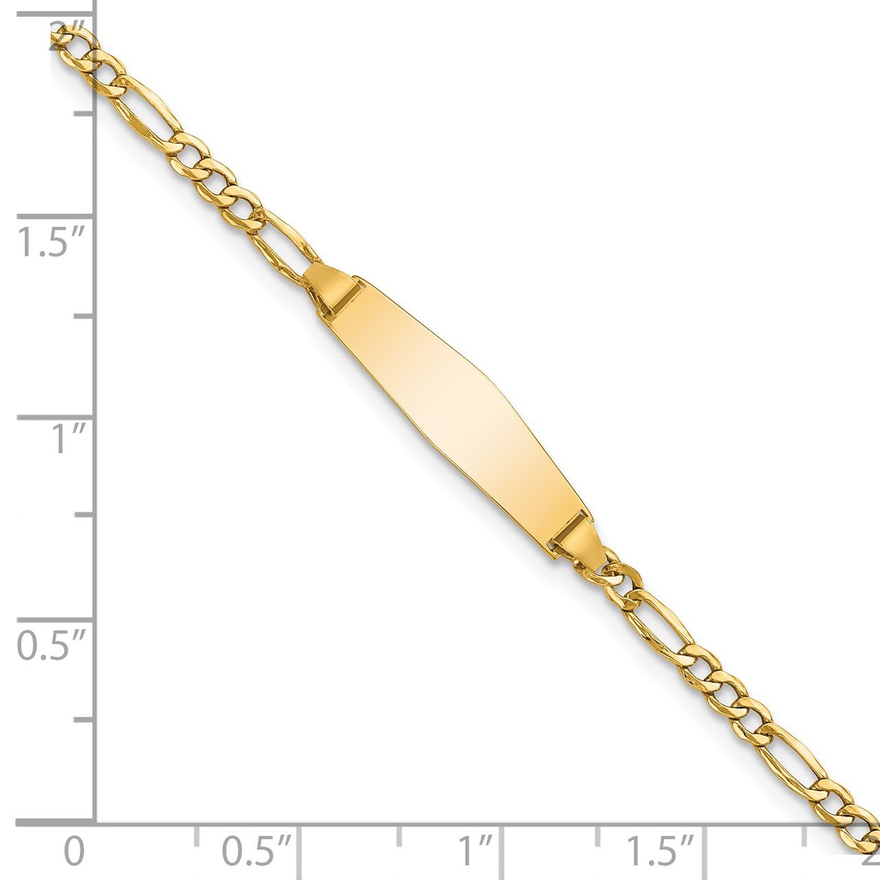 14k Semi-Solid Soft Diamond Shape Figaro ID Bracelet-2