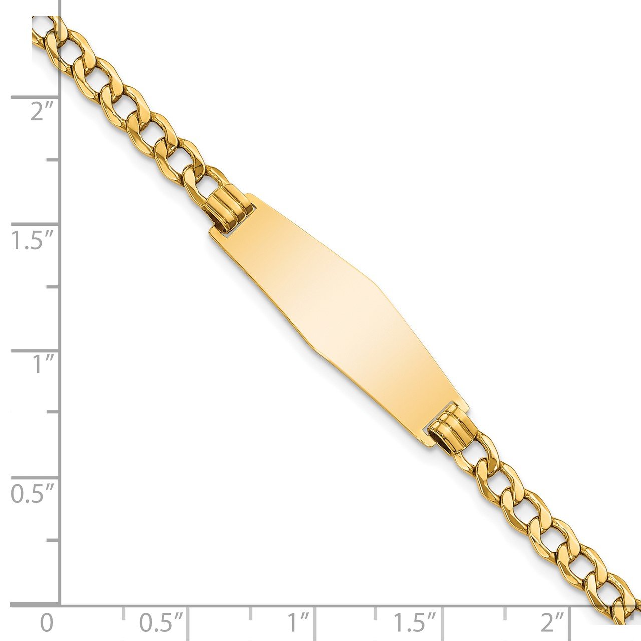 14k Semi-solid Soft Diamond Shape Curb Link ID Bracelet-2
