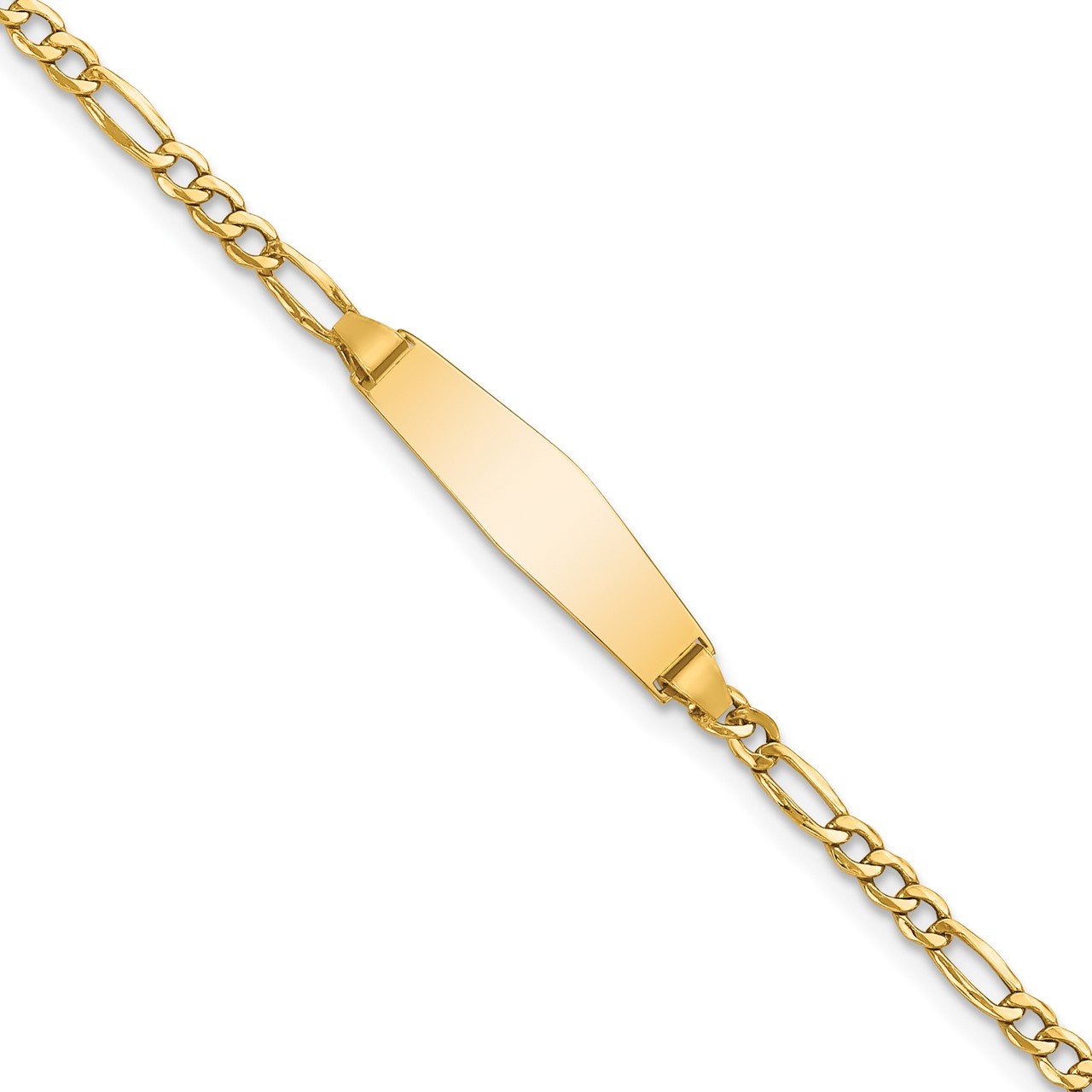 14k Semi-Solid Soft Diamond Shape Figaro ID Bracelet