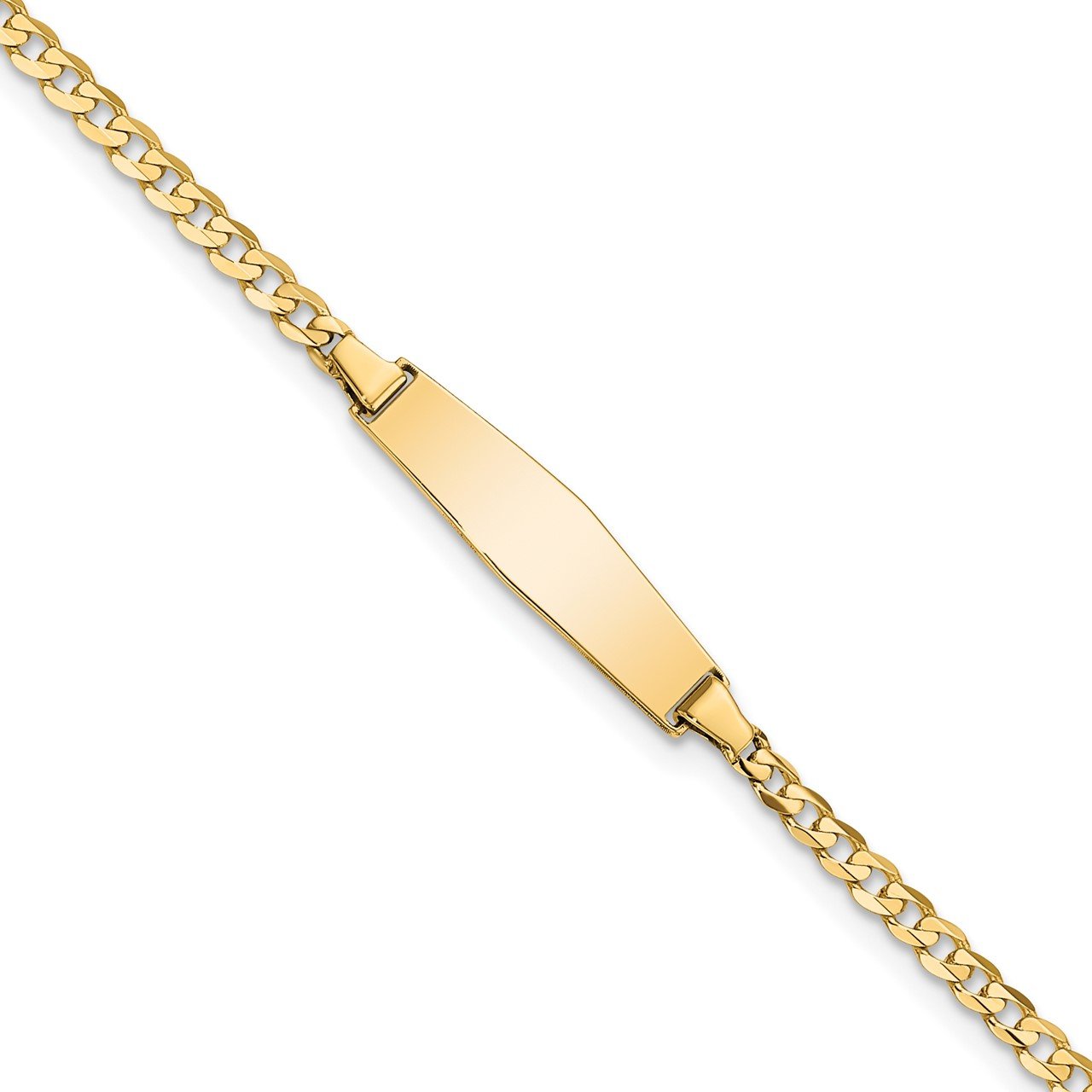 14k Soft Diamond Shape Curb Link ID Bracelet