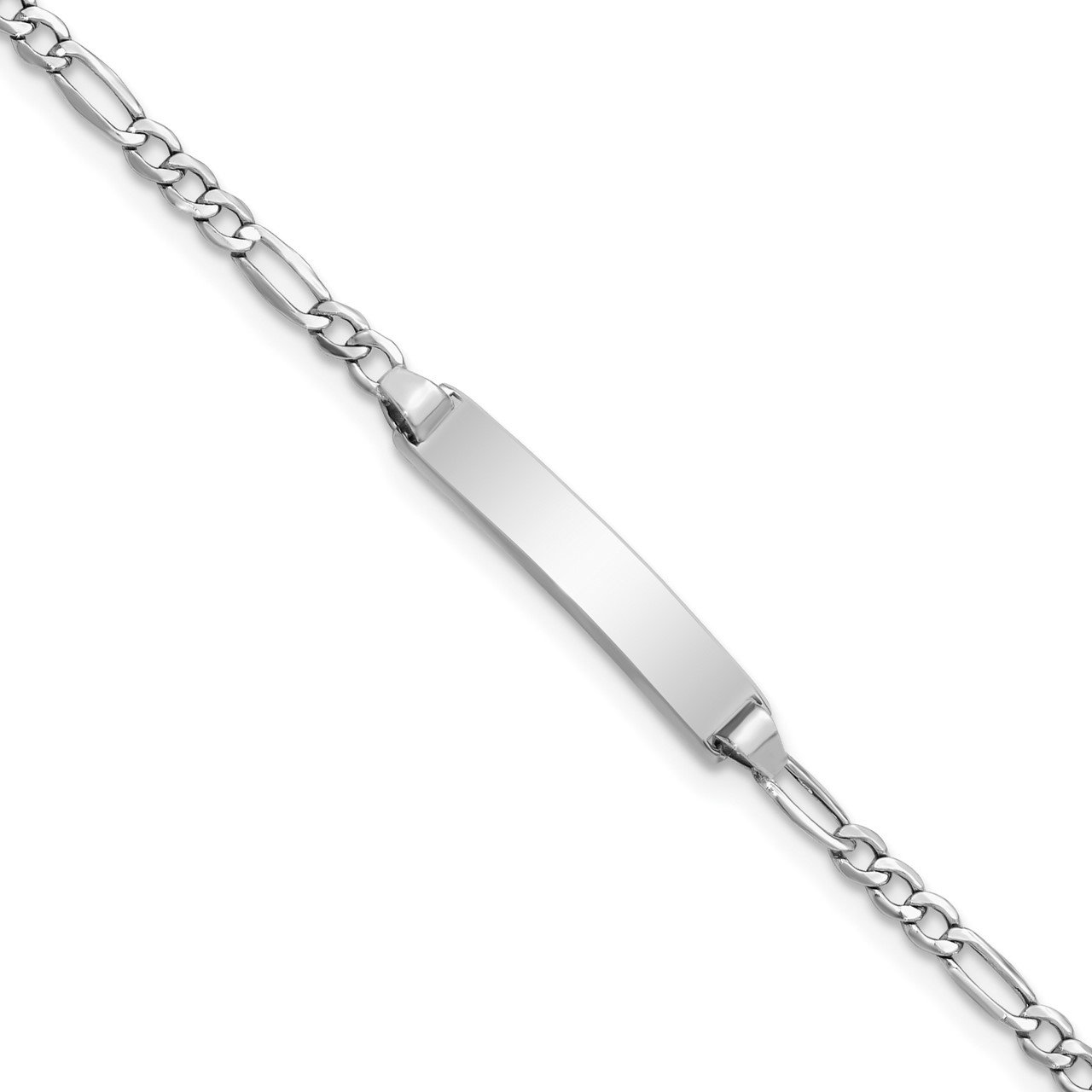 14k WG Semi-Solid Polished Figaro ID Bracelet | The Gold Store