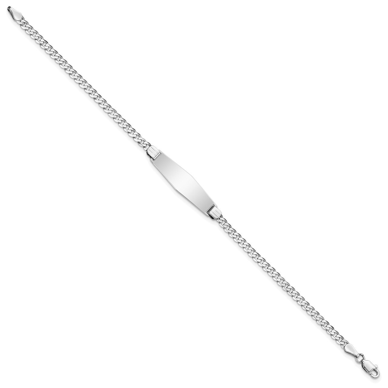 14k WG Flat Curb Link Soft Diamond Shape ID Bracelet-1