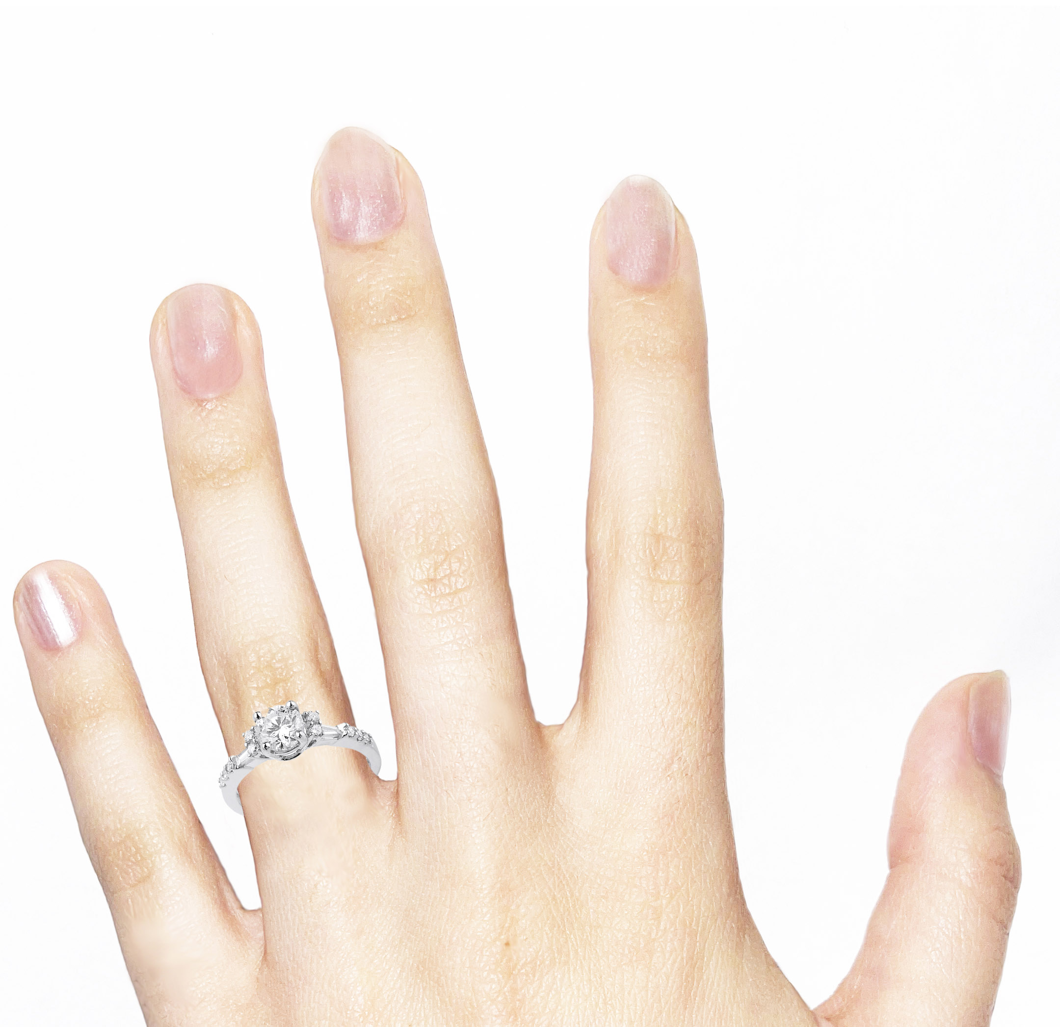 14K White Gold Natural Diamond Engagement Ring-3