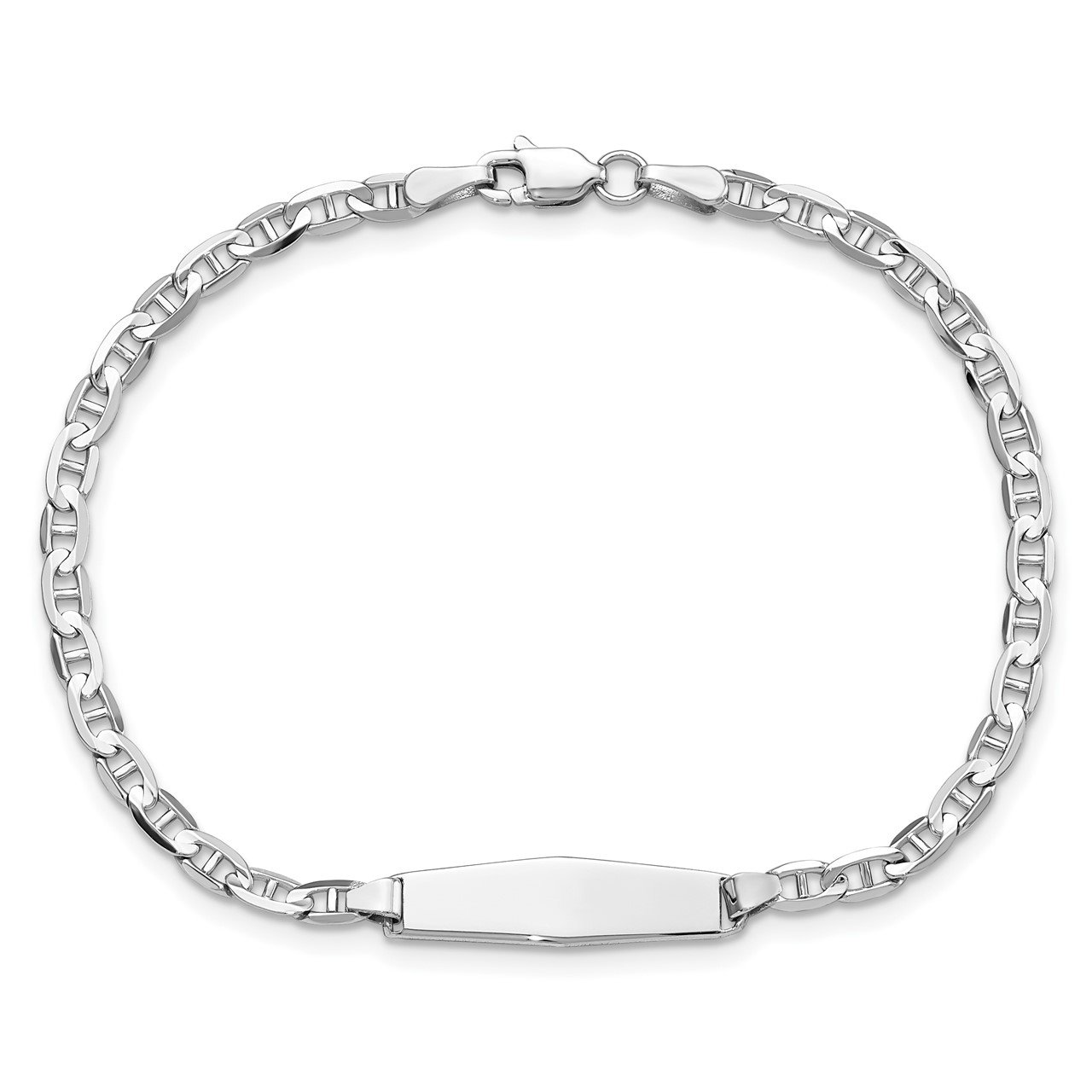 14k WG Soft Diamond Shape Anchor Link ID Bracelet-3