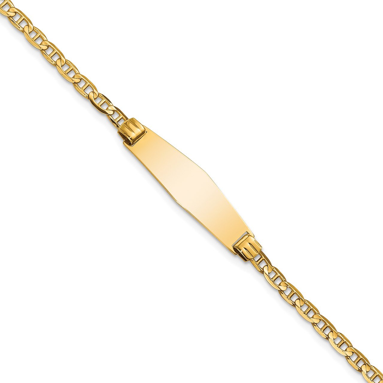 14k Soft Diamond Shape Anchor Link ID Bracelet